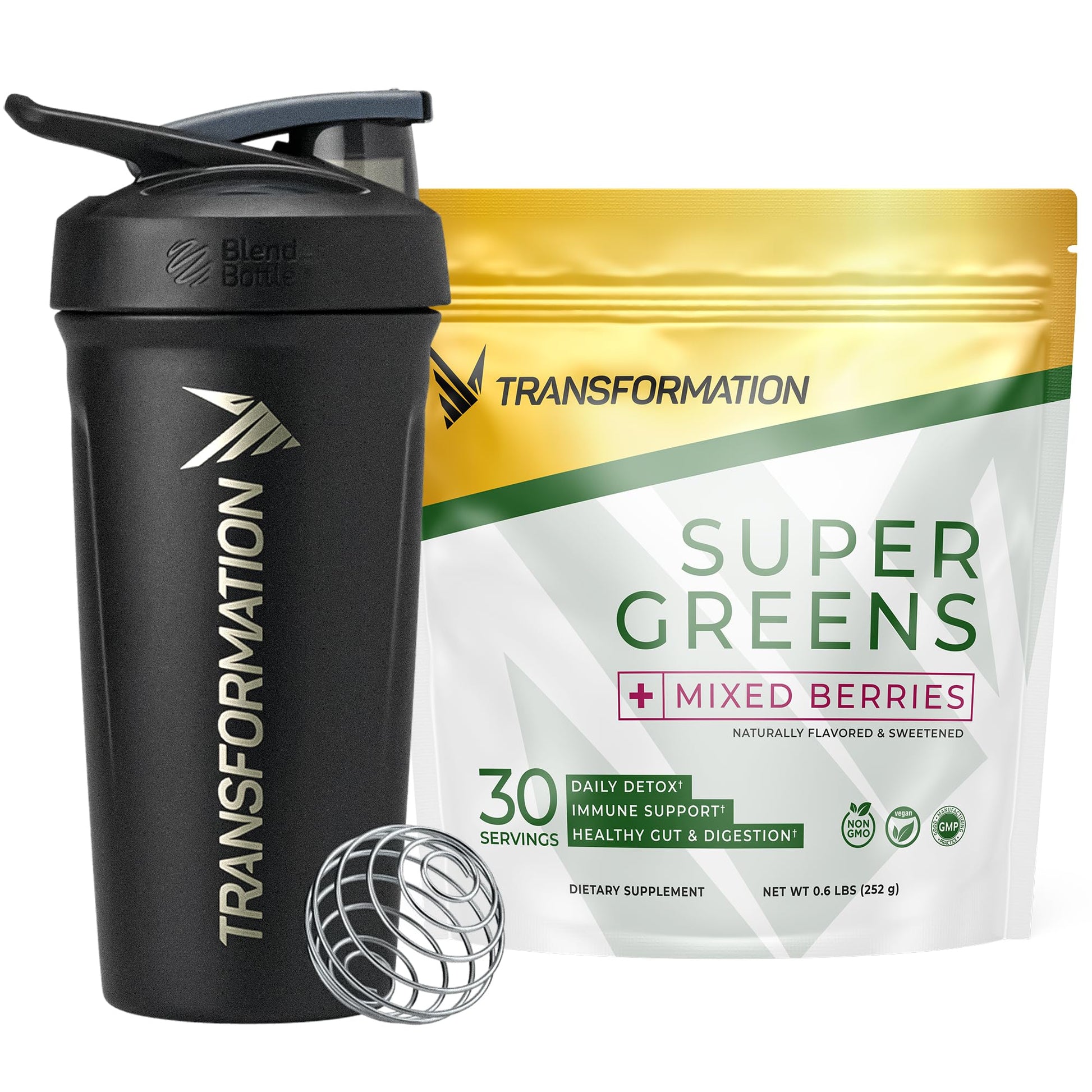 Transformation Super Greens Superfood Powder & Performance Insulated Shaker Bottle | Immune & Energy Support | Made with Natural Ingredients | Detoxifying & Alkalizing Minerals SPR BODY uk supplements