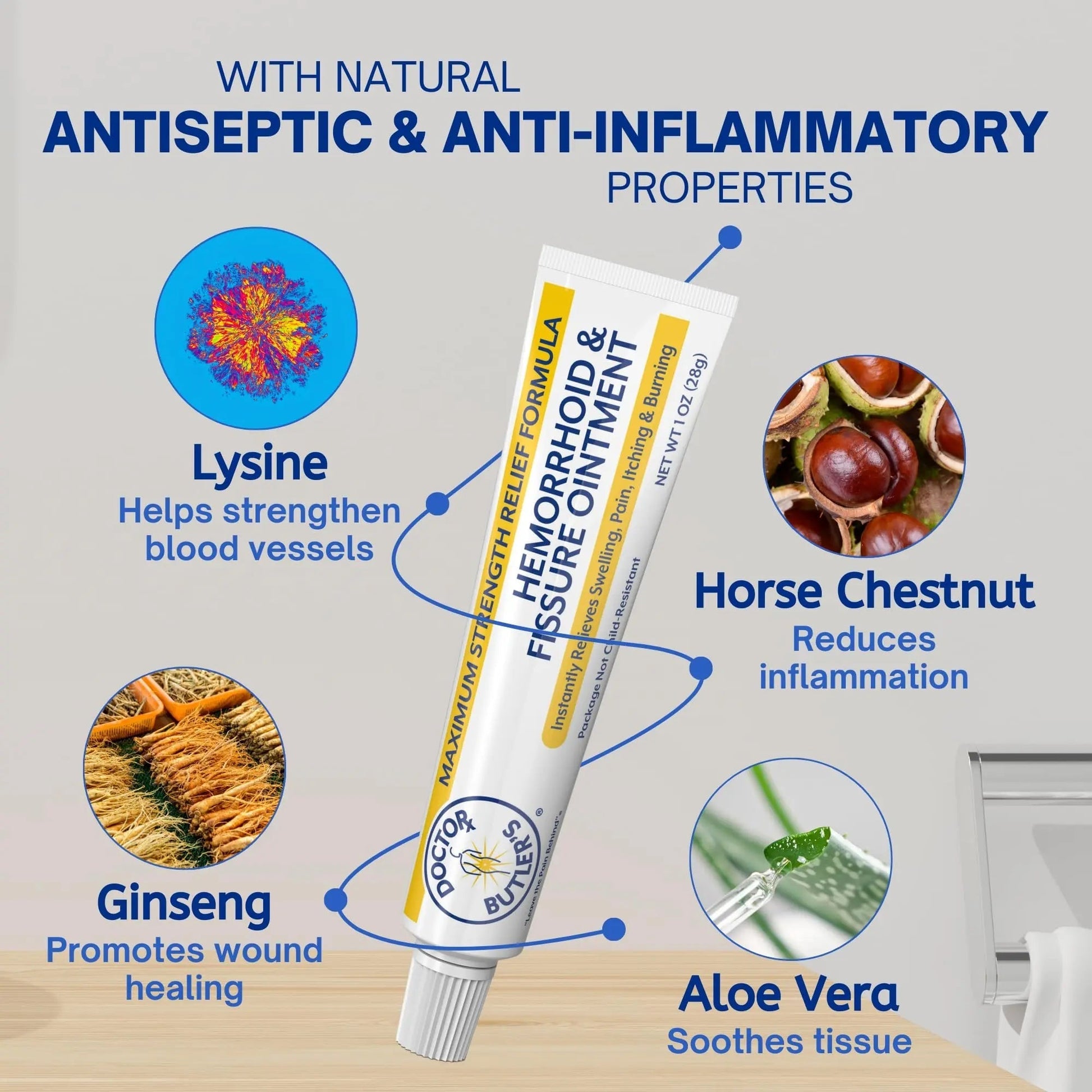 Doctor Butler’s Hemorrhoid & Fissure Ointment – Hemorrhoid Treatment and Hemorrhoid Cream with Lidocaine and Phenylephrine HCI for Fast Acting Relief of Pain, Swelling, Discomfort, and Itching (1 oz.) Doctor Butler's uk supplements
