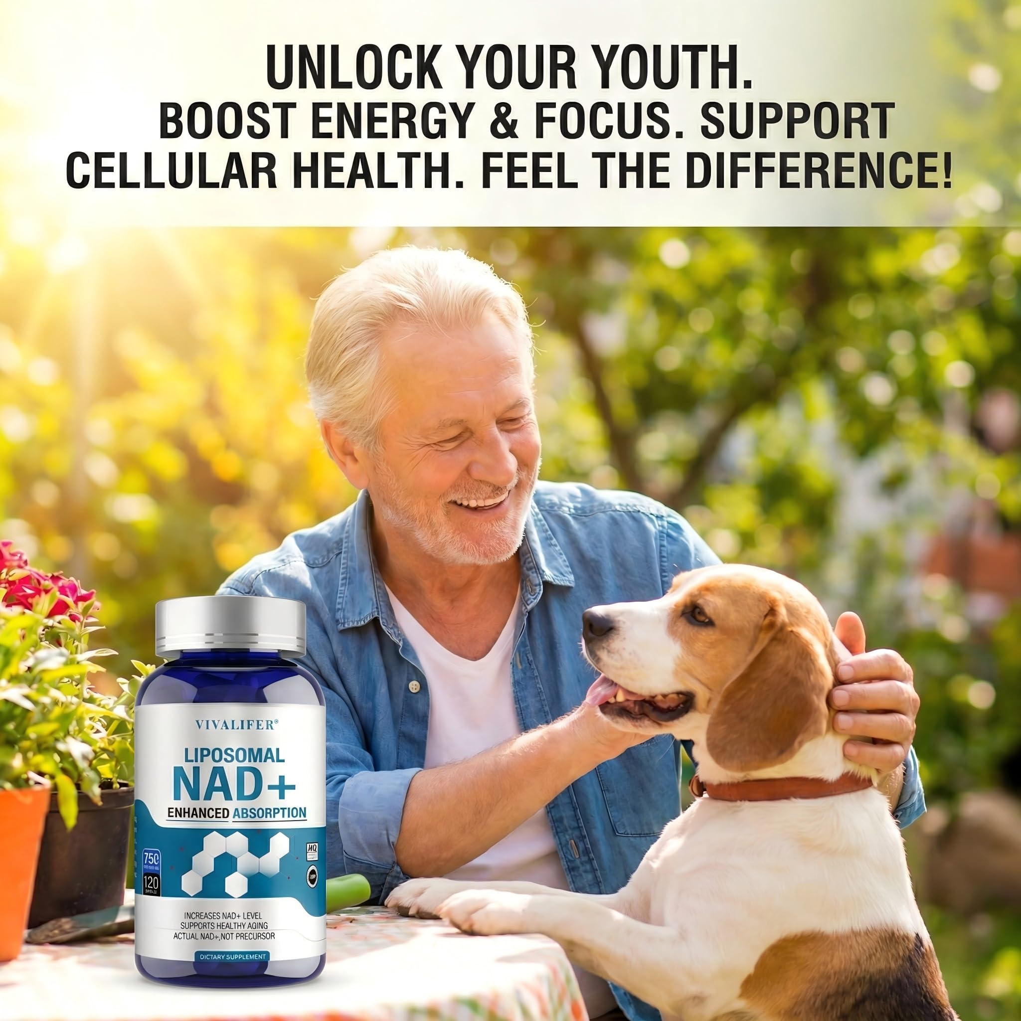 Liposomal NAD+ Supplement 750mg - 120 Capsules NMN Alternative Superior Absorption & Bioavailability -True Nicotinamide Adenine Dinucleotide for Cellular Energy, DNA Repair Support & Healthy Aging DQQI uk supplements