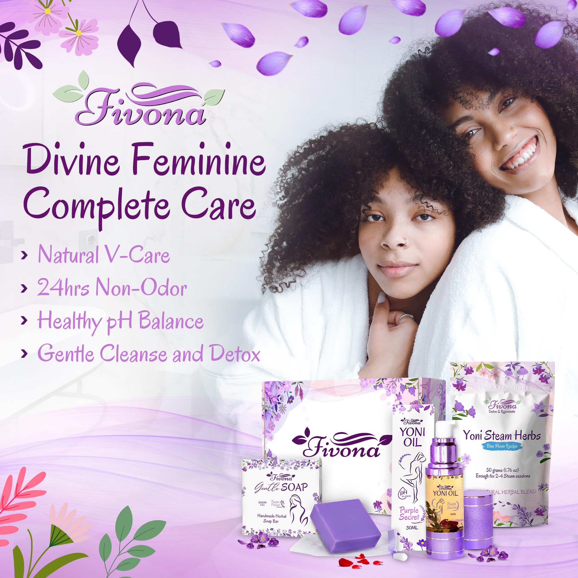 FIVONA Yoni Care Kit 3 in 1 - pH Balanced Natural Vaginal Oil 30 ml, Organic Herbal Soap 5.3 oz FIVONA uk supplements