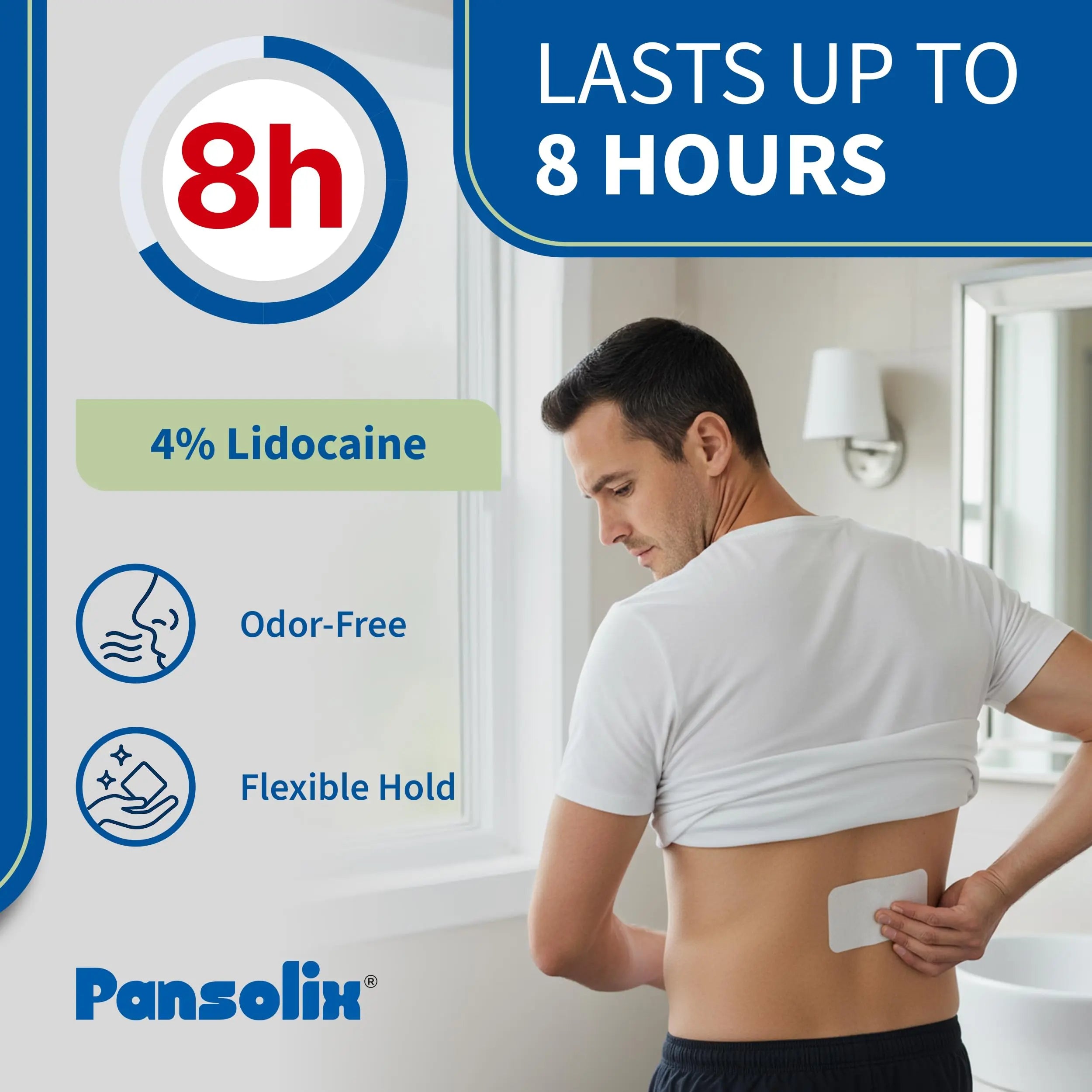 Pansolix Lidocaine Pain Relief Patches 4% | Topical Analgesic Patch | 10 x 14 cm | Skin Tone | Pack of 30 Pansolix uk supplements