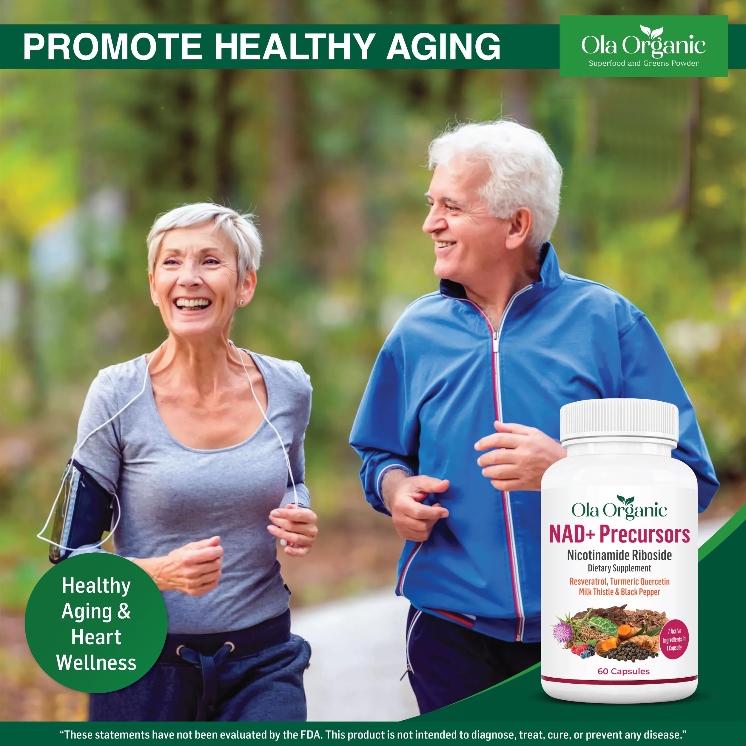 NAD+ Supplement & NAD Booster for Cellular Energy and Healthy Aging – Plant-Based Nicotinamide Riboside (NR) NAD Precursor with Resveratrol, Turmeric, Quercetin, Rhodiola & Milk Thistle – 60 Capsules Ola Organic uk supplements