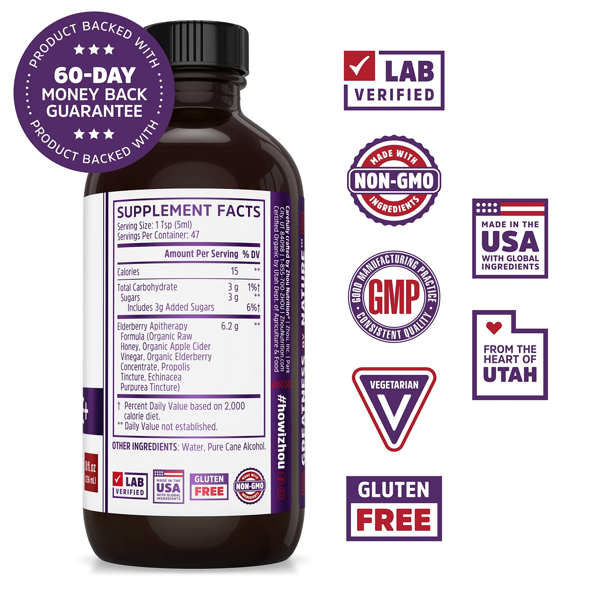 Zhou Nutrition Elderberry Syrup, Immune System Booster with Organic Elderberry Syrup Zhou Nutrition uk supplements