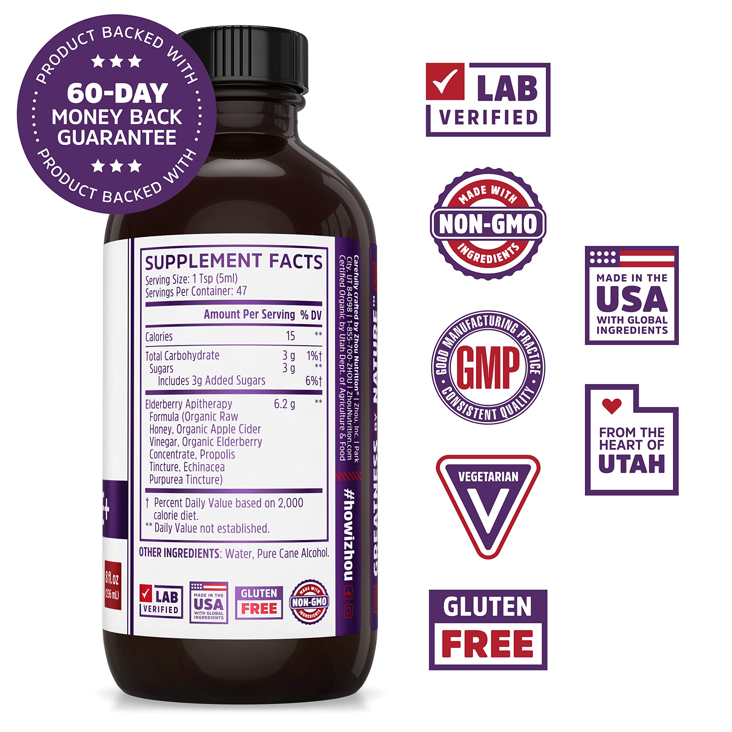 Zhou Nutrition Elderberry Syrup, Immune System Booster with Organic Elderberry Syrup Zhou Nutrition uk supplements