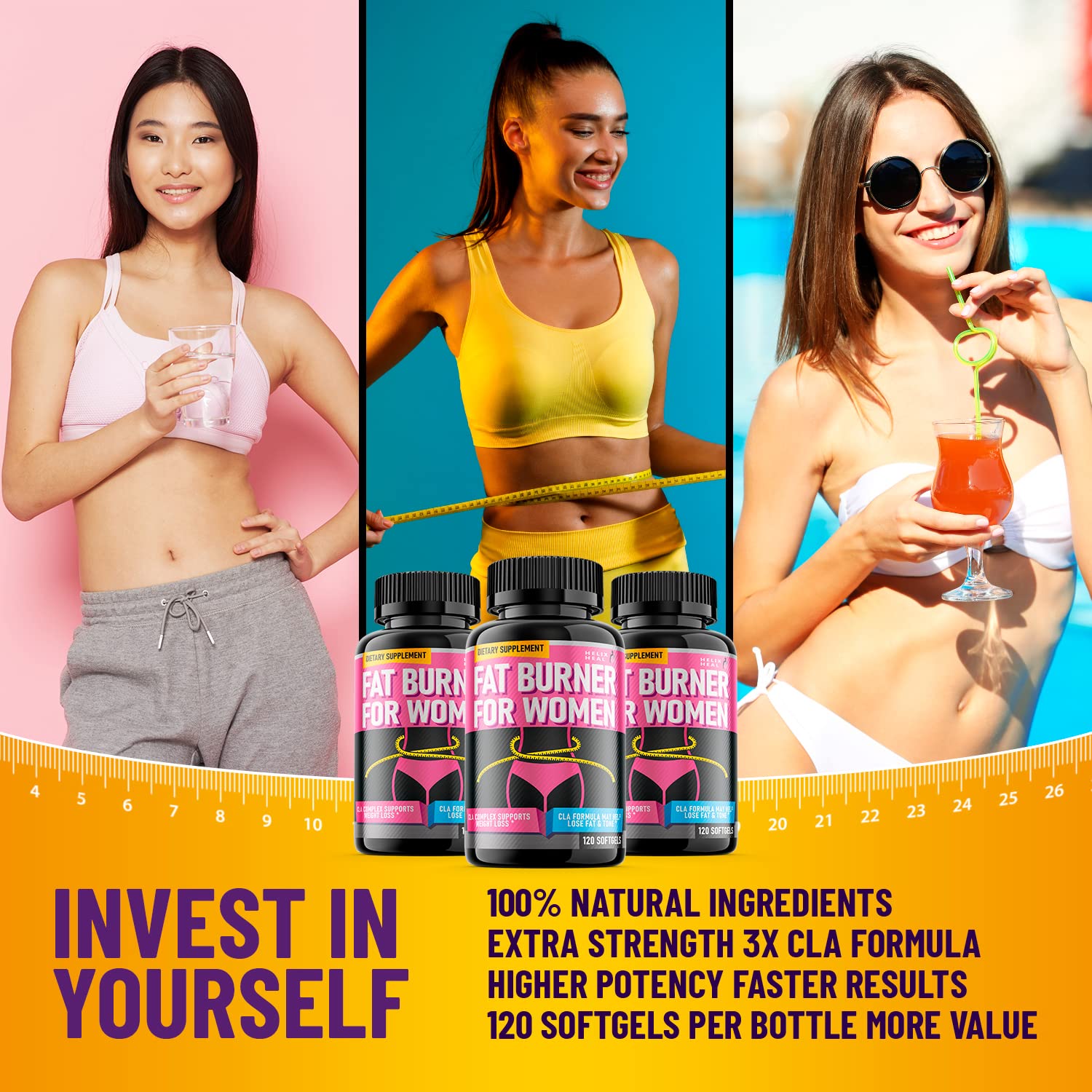 Helix Heal Belly Fat Burner for Women - Lose Stomach Fat w/Softgel Diet Pills Helix Heal uk supplements
