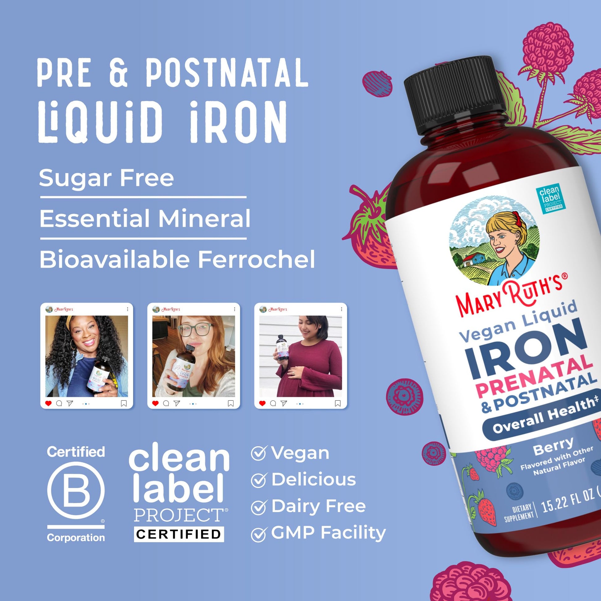 MaryRuth Organics | Liquid Iron Supplement Prenatal & Postnatal for Pregnant & Lactating | Iron Deficiency | Immune Support | Sugar/Gluten Free | Vegan | Non-GMO | 15.22 Fl Oz MARYRUTH'S uk supplements