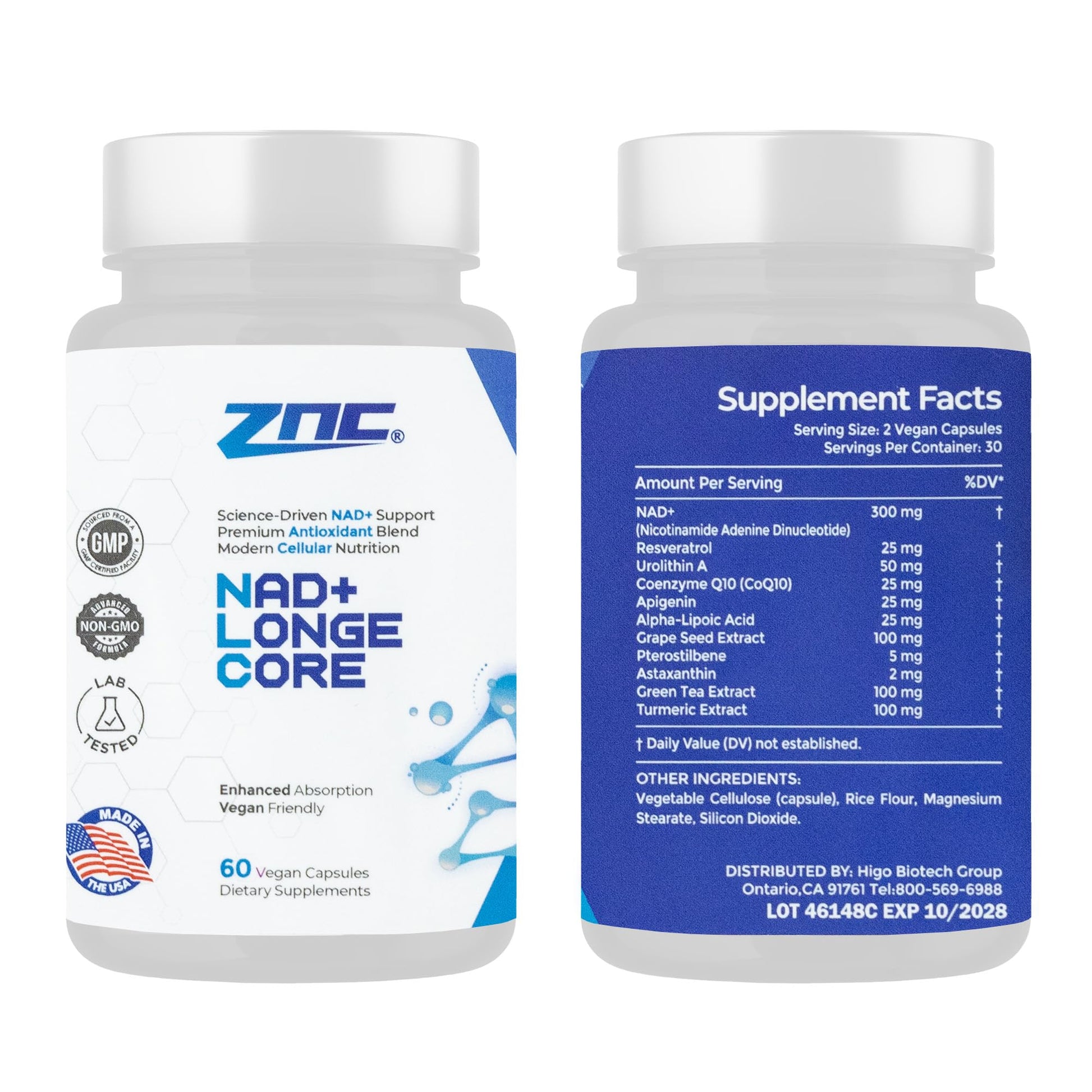 ZNC®10-in-1 NAD+ Supplement with Liposomal NAD, Urolithin A & Resveratrol for Energy & Cellular Repair - 60 Vegan Capsules ZNC uk supplements