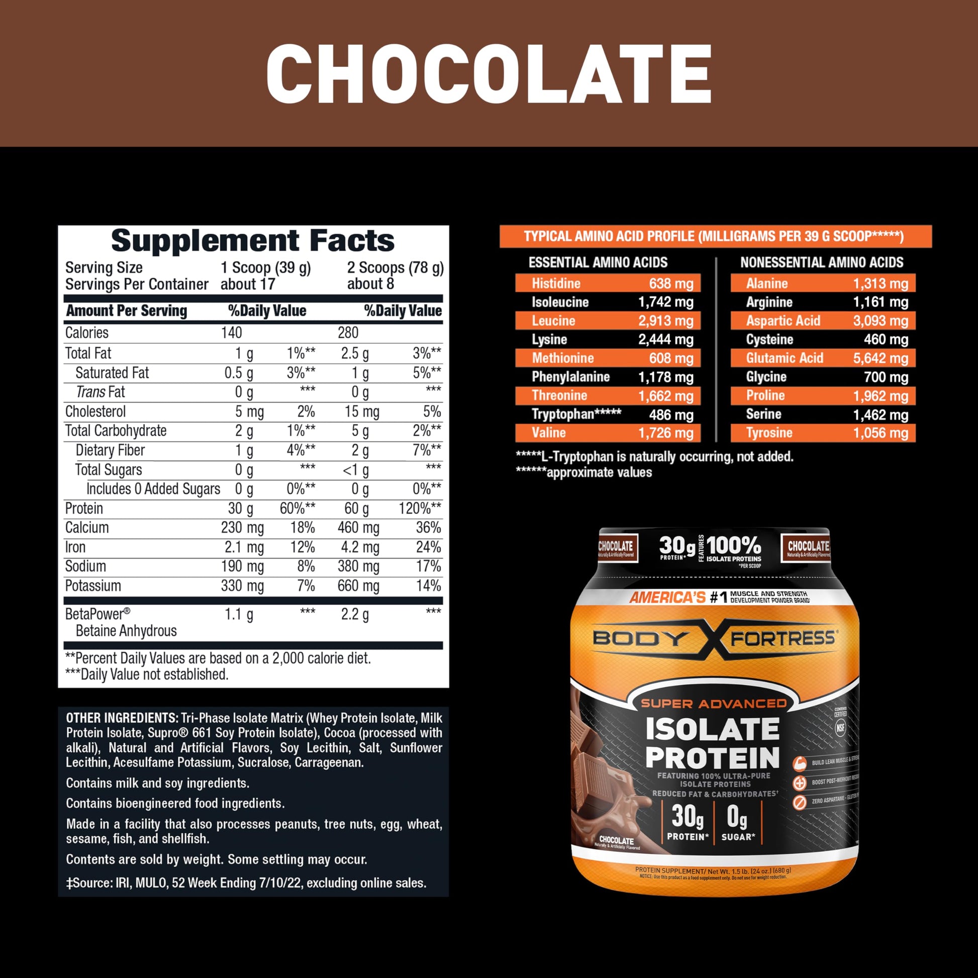 Body Fortress Super Advanced Isolate Protein, Chocolate Protein Powder Supplement Body Fortress uk supplements