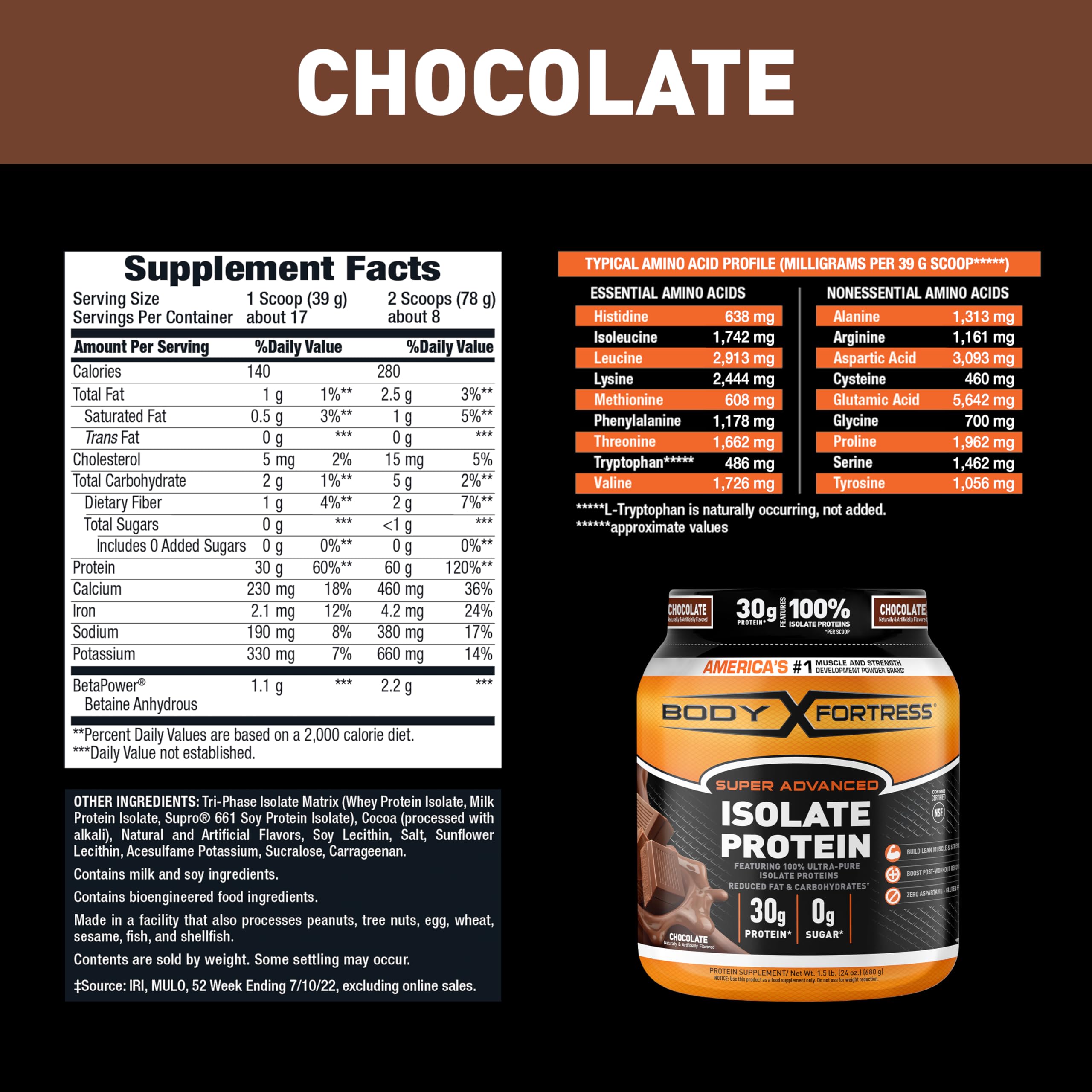Body Fortress Super Advanced Isolate Protein, Chocolate Protein Powder Supplement Body Fortress uk supplements