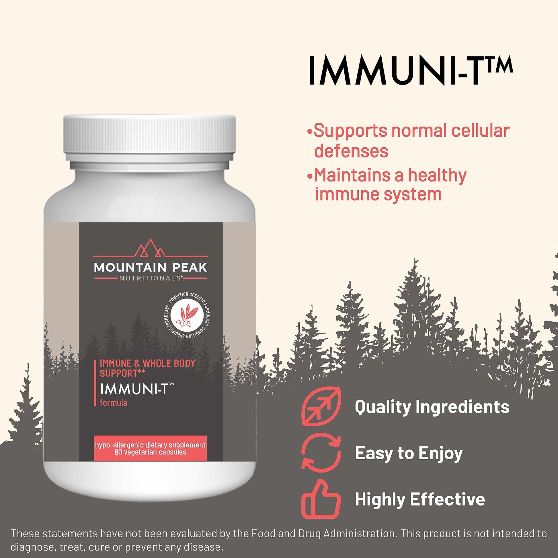 Mountain Peak Nutritionals Immuni-T Advanced Immune Support Supplement - 4-in-1 Formula with Vitamin C, A, Zinc, & Mushroom Blend - Daily Wellness & Seasonal Defense (60 Vegetarian Capsules) Mountain Peak Nutritionals uk supplements