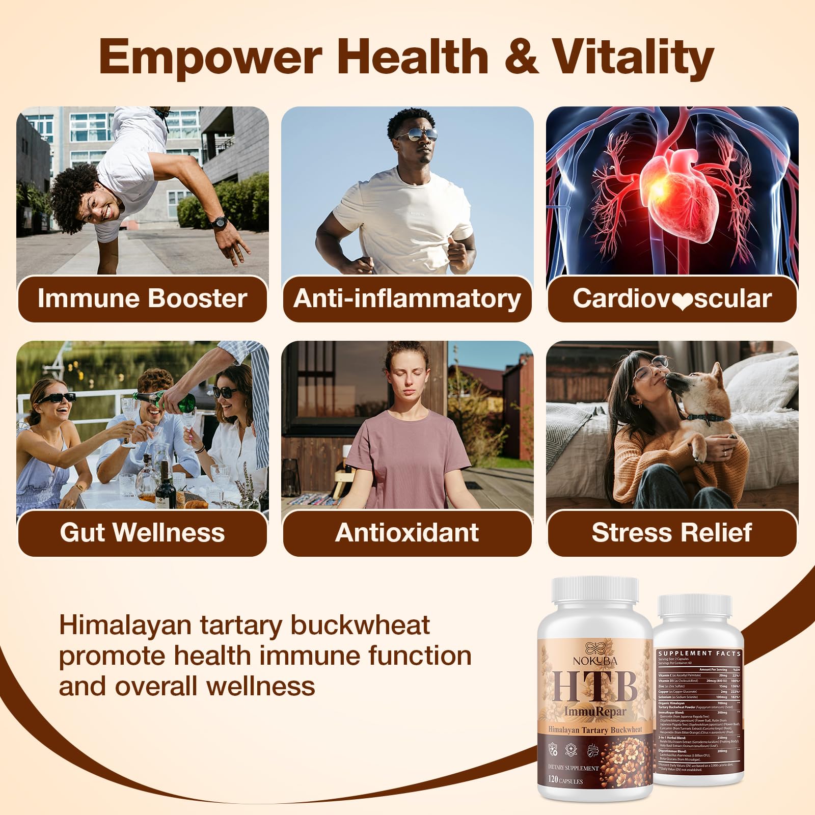Nokuba Polyphenols Supplement for Immune Support | Himalayan Tartary Buckwheat Sourced | Polyphenol Superfood with Quercetin, Curcumin | Immune Booster, Antioxidant, Anti-inflammatory - 120 Capsules Nokuba uk supplements