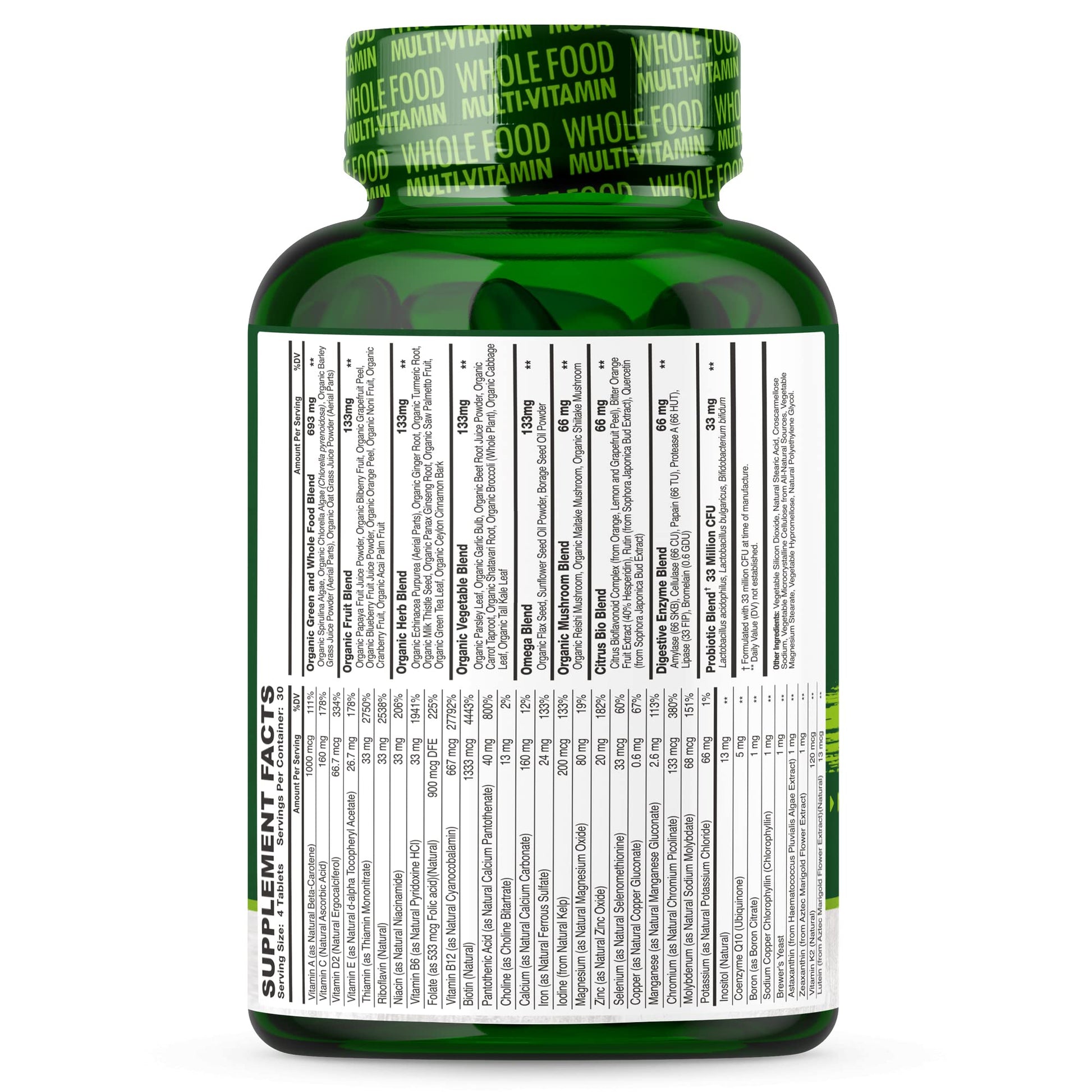 Whole Food Multivitamin for Men - Natural Multi Vitamins, Minerals, Organic Extracts Wholesome Wellness uk supplements