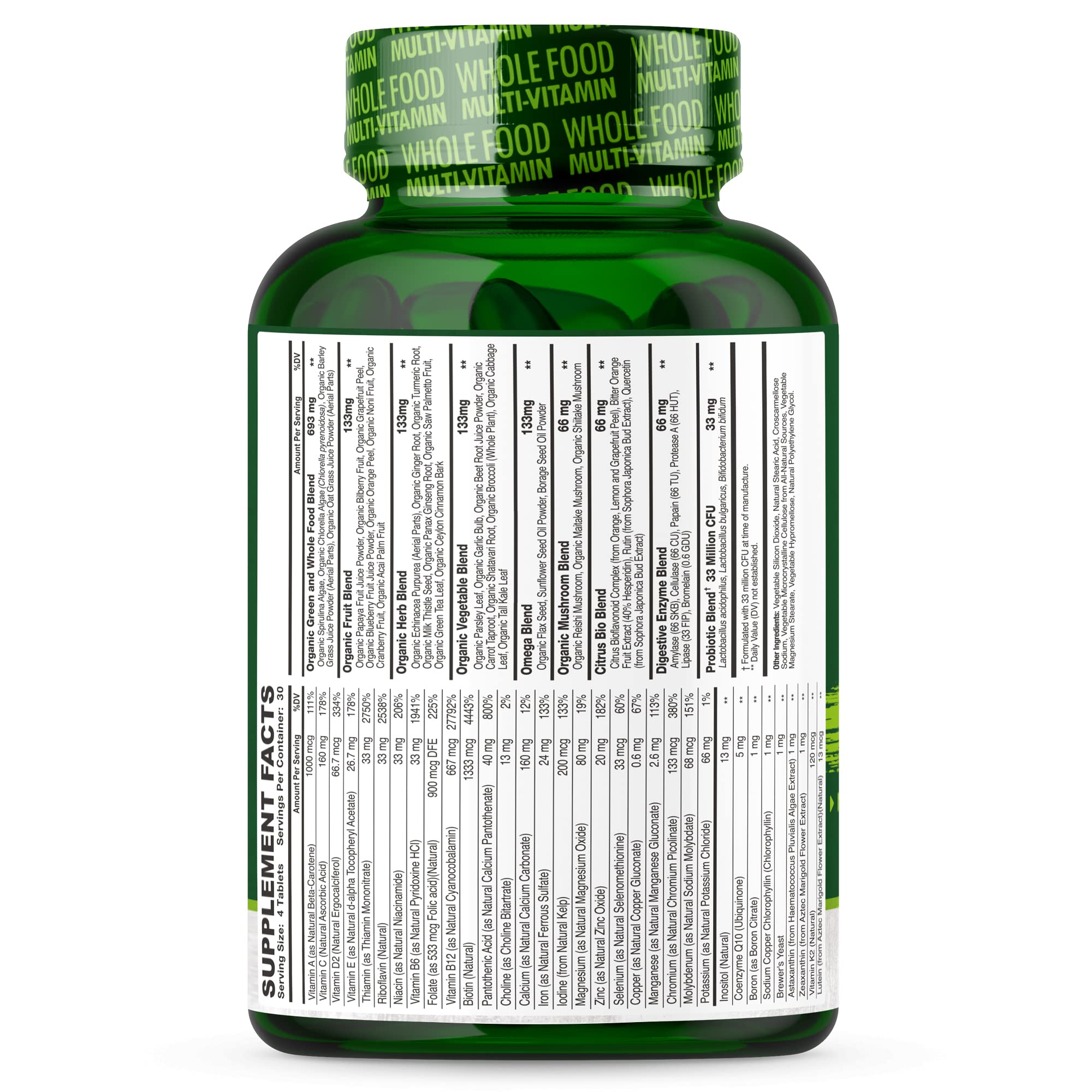 Whole Food Multivitamin for Men - Natural Multi Vitamins, Minerals, Organic Extracts Wholesome Wellness uk supplements