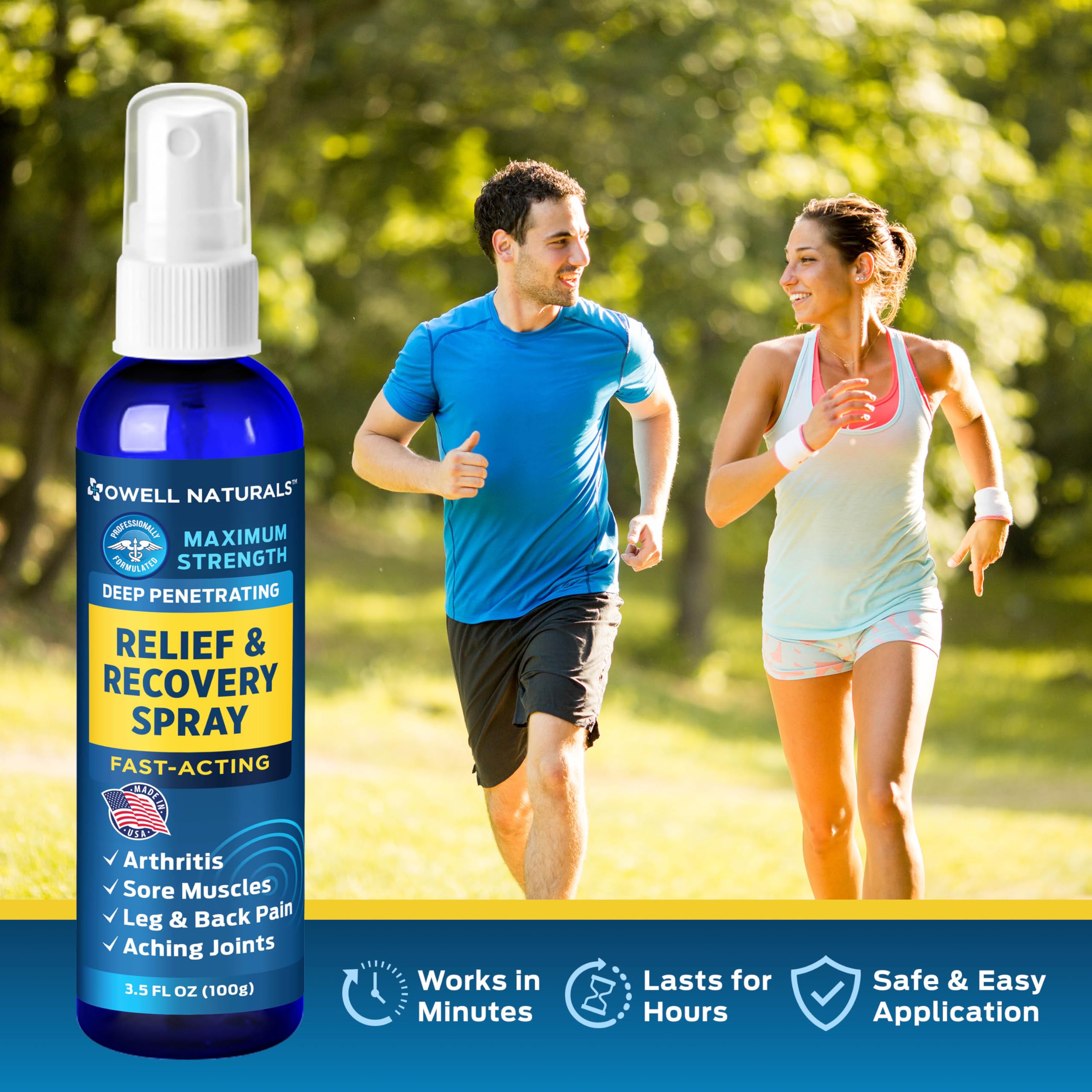 OWELL NATURALS Deep Penetrating Pain Relief Liquid Spray, Fast-Acting, Long Lasting, Natural Relief for Muscle Aches, Joint Pain, Stiffness, Quick Dry Formula, 3.5 oz Owell Naturals uk supplements