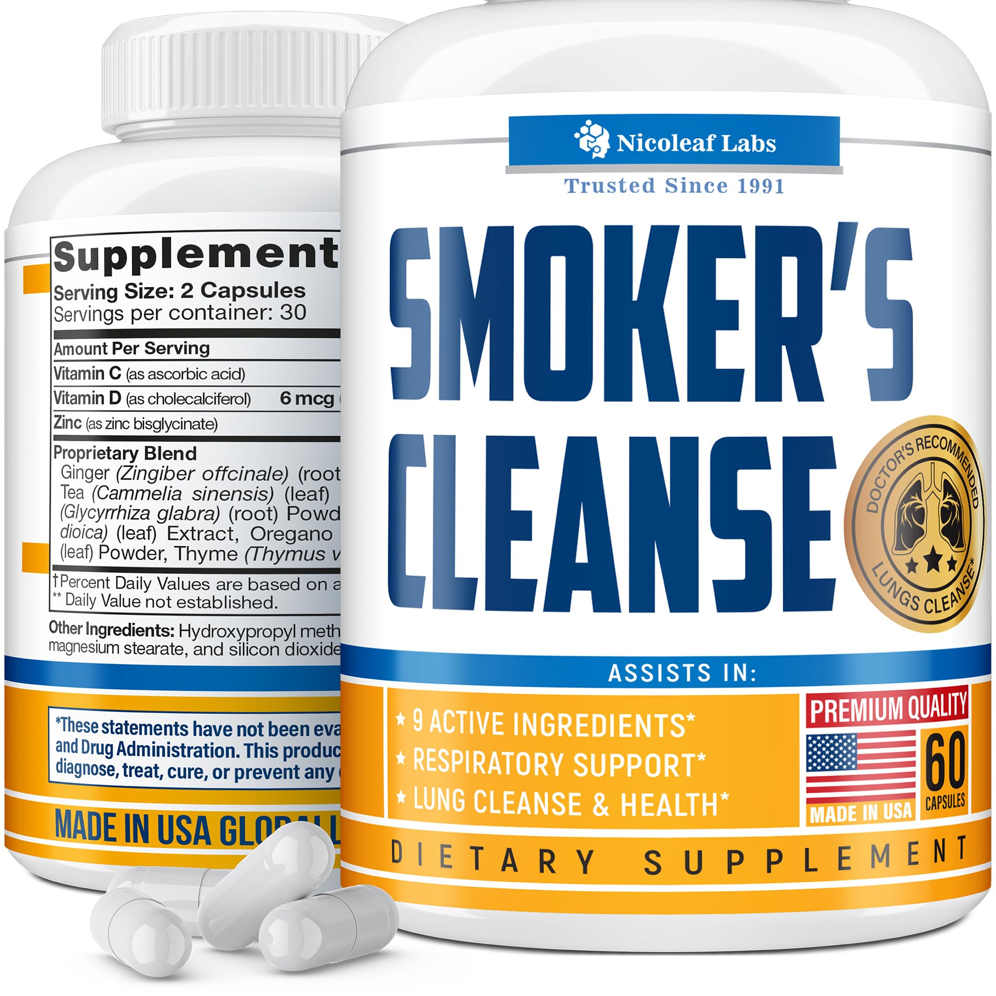 Smoker's Cleanse - Quit Smoking Aid & Respiratory Support - Made in USA NICOLEAF LABS uk supplements