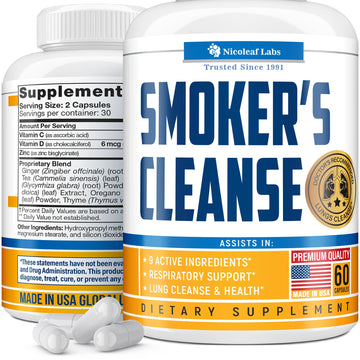 Smoker's Cleanse - Quit Smoking Aid & Respiratory Support - Made in USA NICOLEAF LABS uk supplements