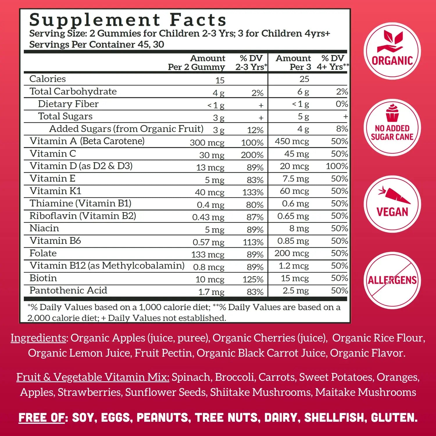 Llama Naturals Kids Multivitamin Gummies | Real Fruit, No Added Sugar Cane | Organic Vegan Toddler Whole Food Vitamins | Llama Naturals uk supplements