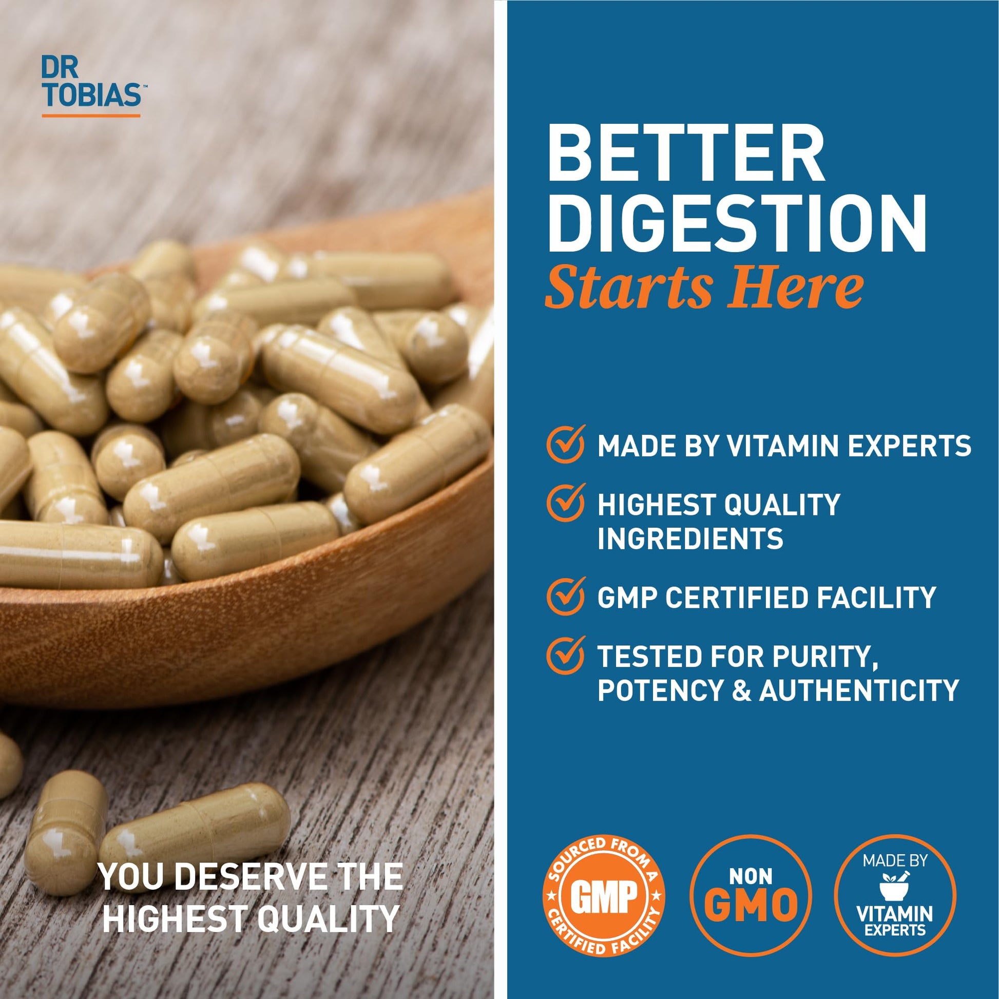 Dr. Tobias Digestive Enzymes with Probiotics, Prebiotics and Postbiotics Bromelain, Amylase, Lipase, for Better Digestion & Immune Function, 60 Capsules, 30 Servings (2 Daily) Dr. Tobias uk supplements