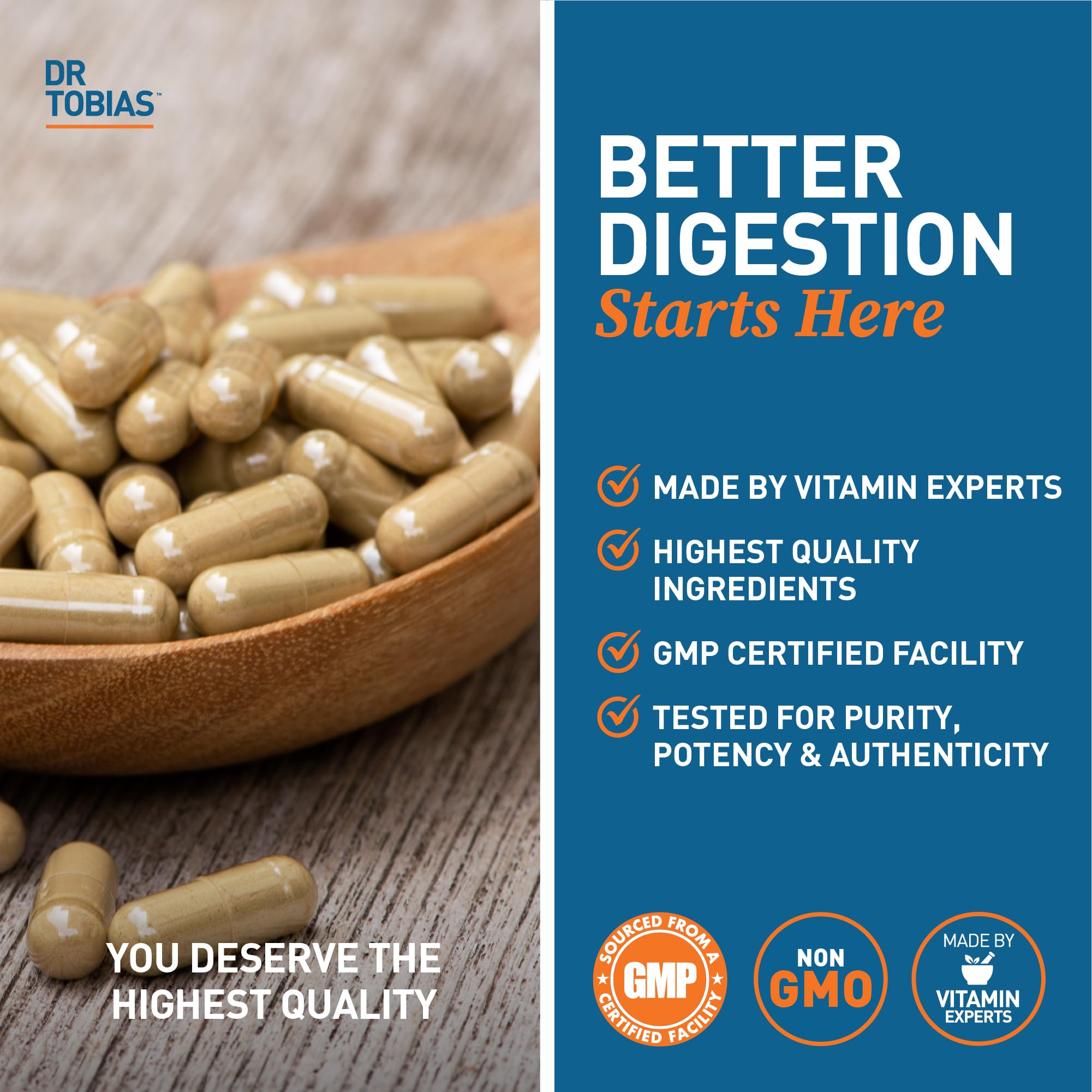 Dr. Tobias Digestive Enzymes with Probiotics, Prebiotics and Postbiotics Bromelain, Amylase, Lipase, for Better Digestion & Immune Function, 60 Capsules, 30 Servings (2 Daily) Dr. Tobias uk supplements