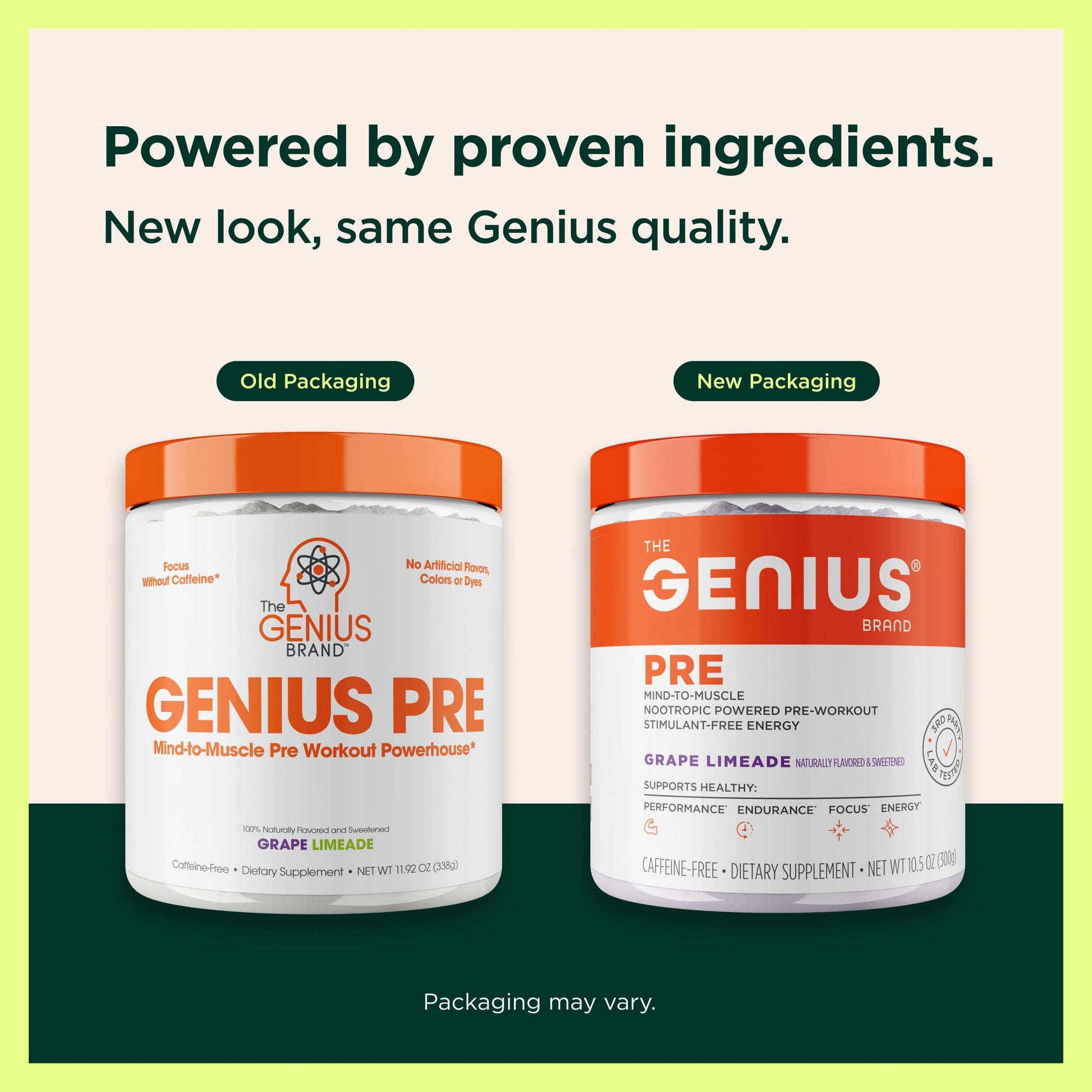 Genius Pre Caffeine-Free Pre Workout Boosted Energy, Focus, Performance Nootropic Formula AlphaSize, Citrulline Malate, CarnoSyn Beta Alanine Endurance, Stamina, Recovery, 20 Servings - Grape Limeade The Genius Brand uk supplements