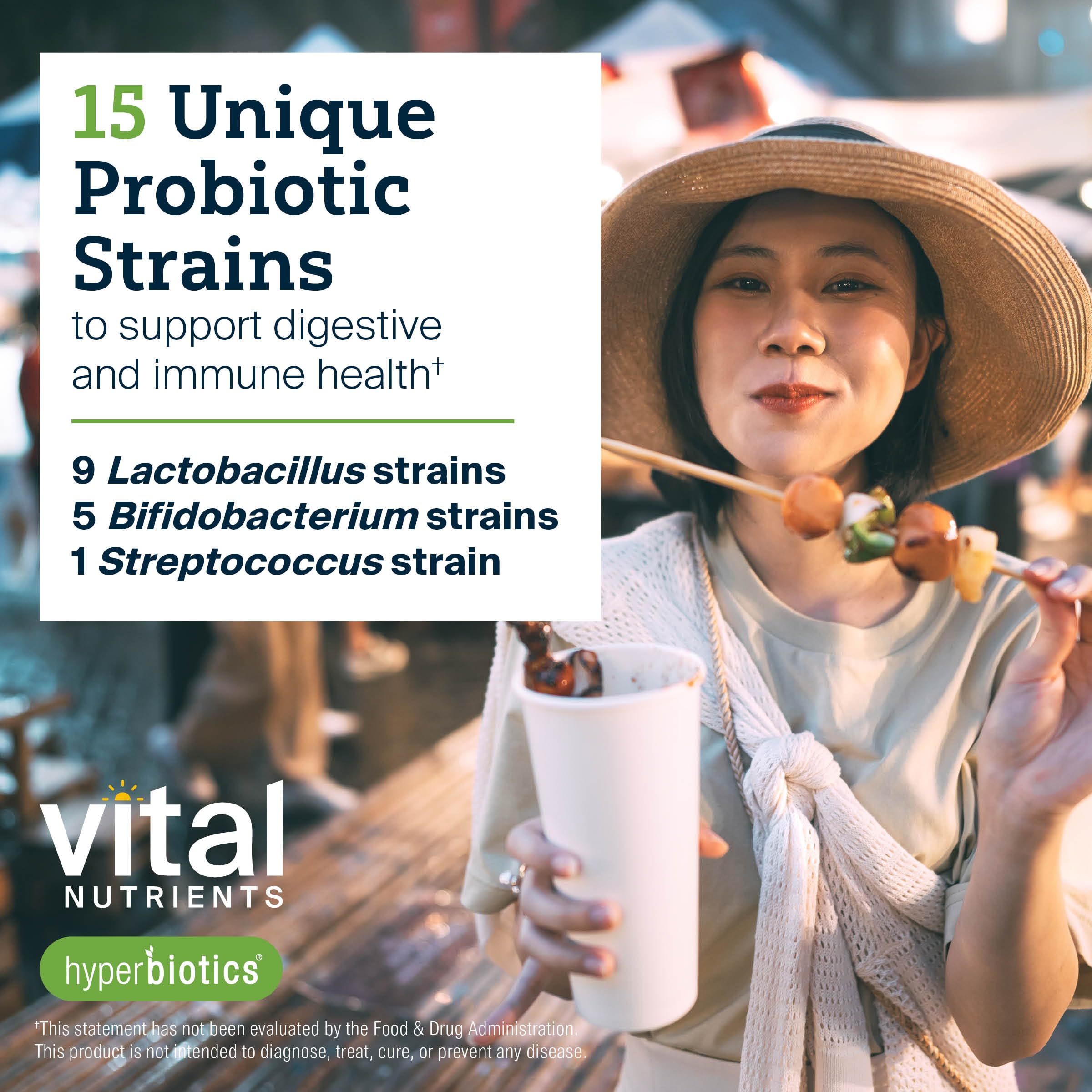 Hyperbiotics Vital Nutrients Pro-15 Advanced Probiotics for Women and Men | 15 Strains + Kiwifruit | Clinically Studied Daily Probiotics for Digestive Health, Gas, & Bloating | 60 Vegan Tablets Hyperbiotics uk supplements