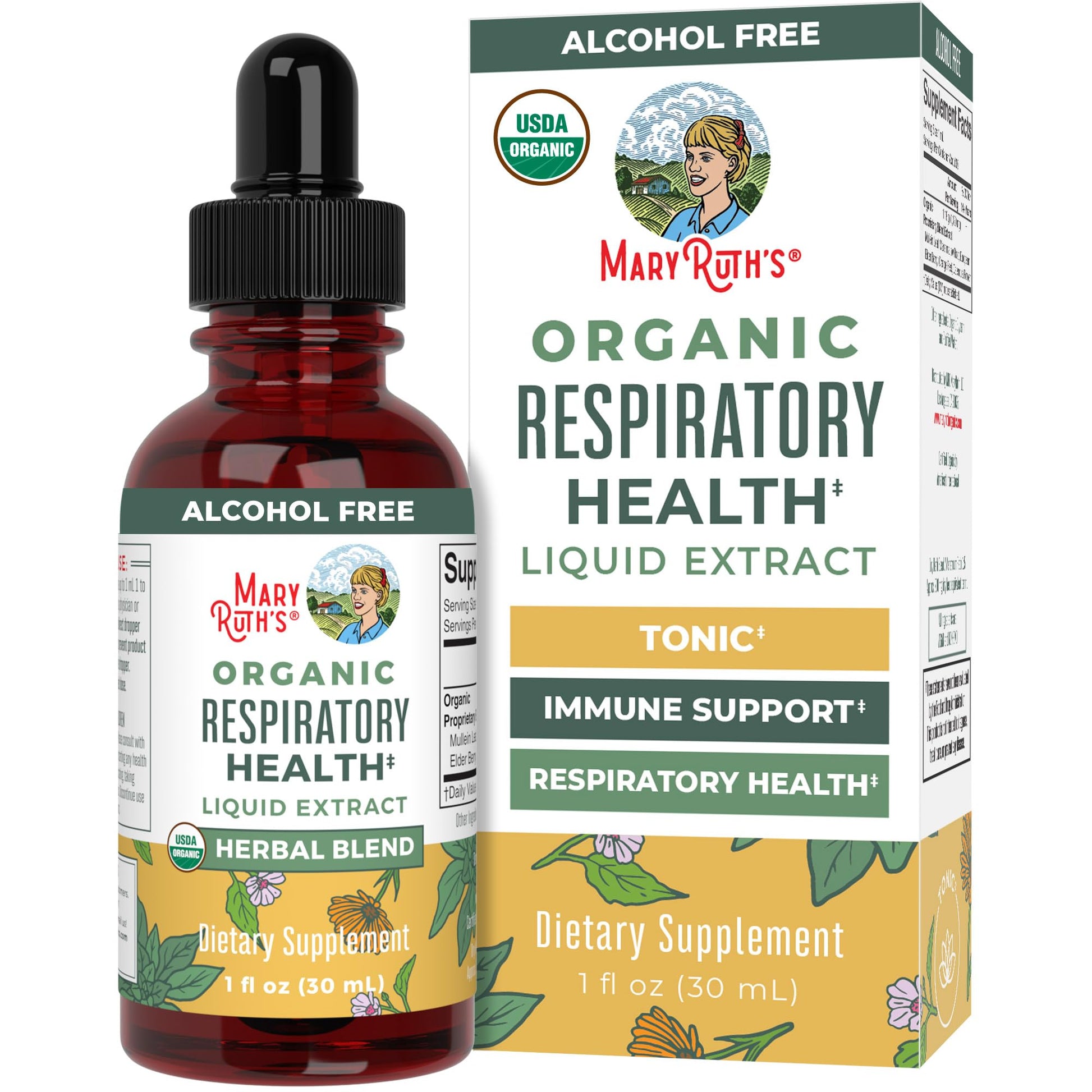 MaryRuth Organics USDA Organic Respiratory Health Liquid Drops with Mullein Leaf | Marshmallow Root & Elderberry | Mullein Drops for Lungs Herbal Blend | Immune Support Supplement | Vegan | 1 Fl Oz MARYRUTH'S uk supplements