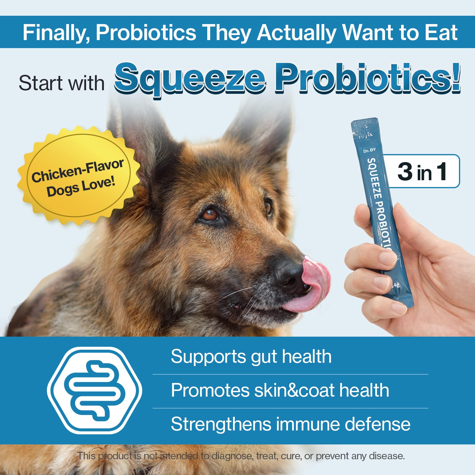 Doctor By Squeeze Probiotics for Dogs Gut Health Immunity Skin&Allergy Care Diarrhea Relief Digestive Stomach Support with L. crispatus KT-11 Lickable Paste Formula Individually Packaged, Chicken Doctor By uk supplements