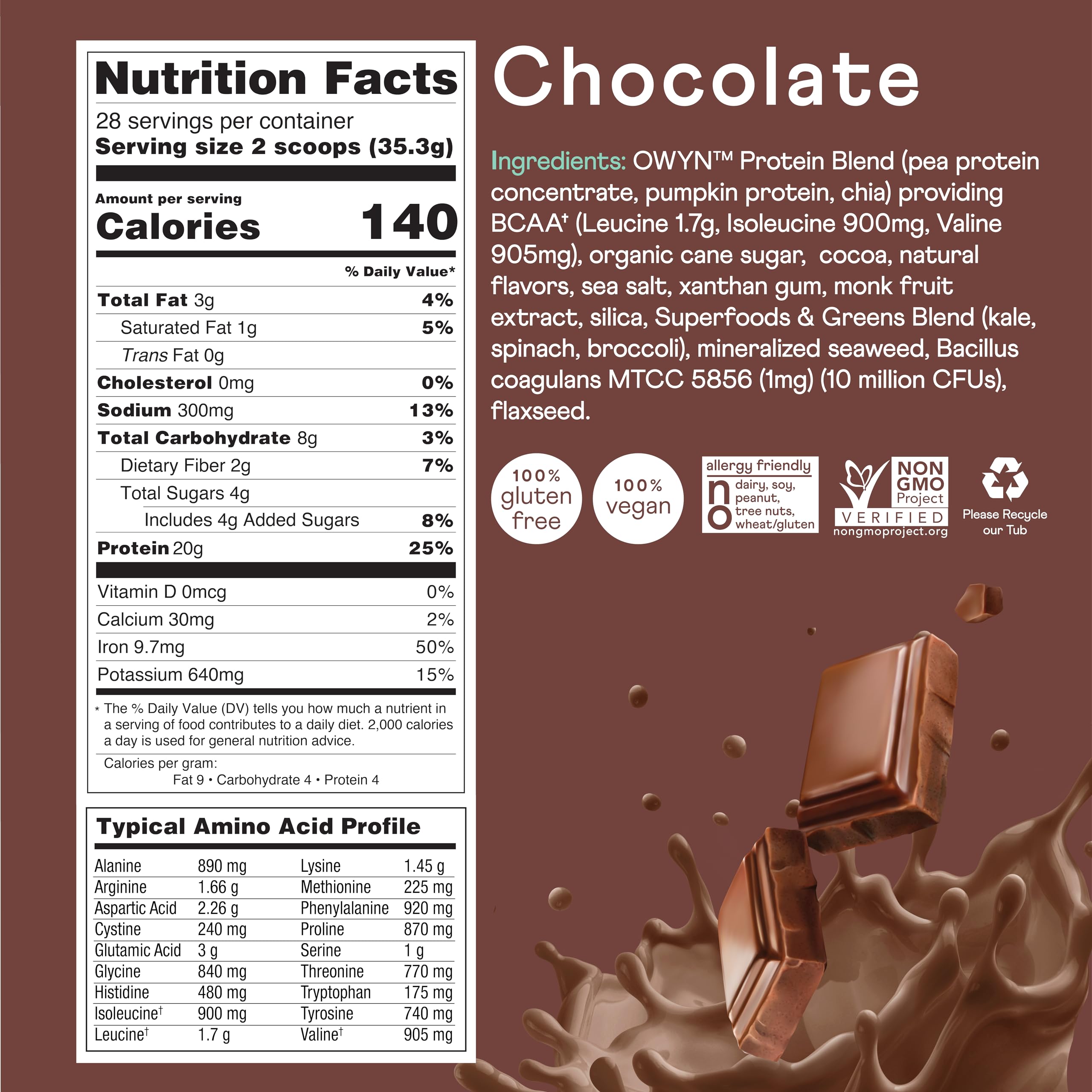 OWYN Only What You Need Vegan Protein Powder, 20g Plant Based Protein, Probiotics OWYN Only What You Need uk supplements