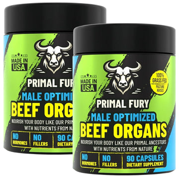 Grass Fed Beef Organ Supplement for Men - Male Optimization Pills - 6 Vital Beef Organs to Drive Prostate Health & Peak Performance, Made in USA, 90 Capsules (2 Pack) PRIMAL FURY uk supplements