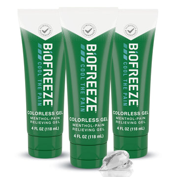 Biofreeze Pain Relief Gel for Knee, Neck, Hip, Joint, Shoulder, & Simple Backache, Arthritis Pain Reliever, Sore Muscle Relief, Colorless Menthol Gel 4 Fl Oz (Pack of 3) Biofreeze uk supplements