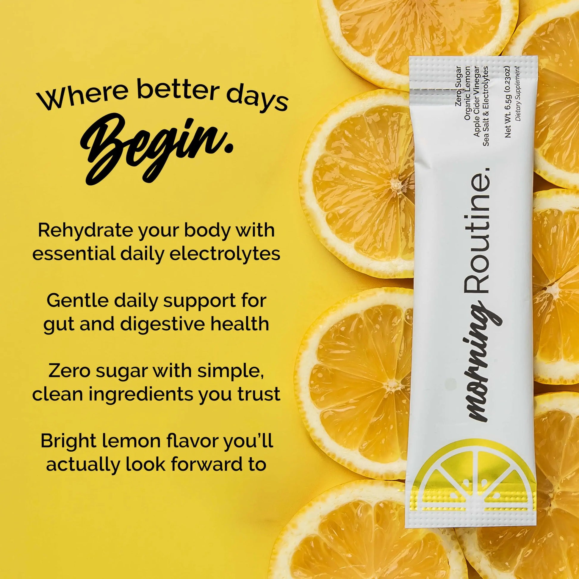 ROUTINE Morning Daily Hydration | Electrolyte Powder Packets | Lemon, Apple Cider Vinegar & Sea Salt Drink Mix | Sugar-Free, Keto & Paleo-Friendly | 3rd-Party ROUTINE uk supplements
