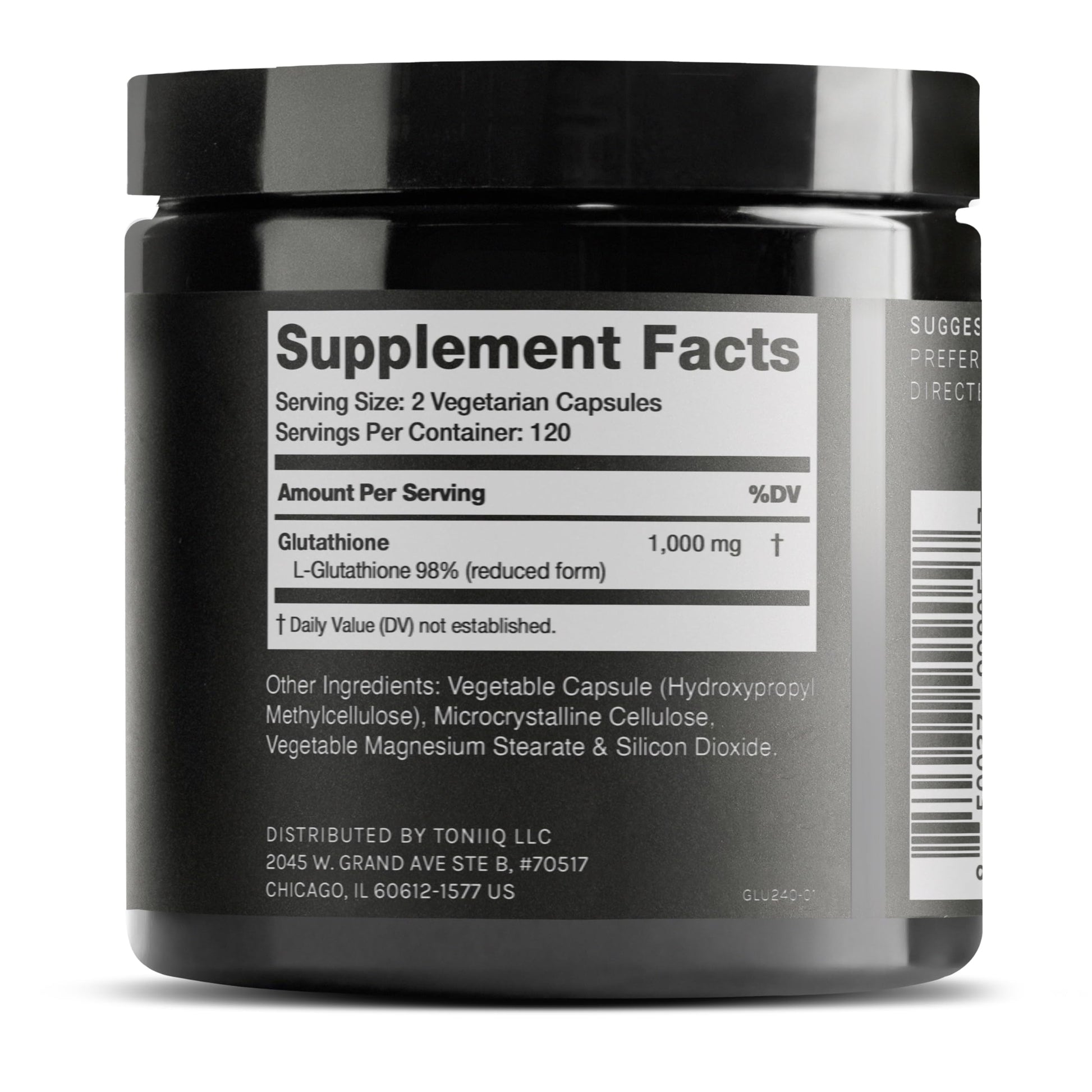 Toniiq Ultra High Strength Glutathione Capsules - 1000mg Concentrated Formula - 98%+ Highly Purified and Bioavailable - Non-GMO Fermentation - 240 Capsules Reduced Glutathione Supplement Toniiq uk supplements