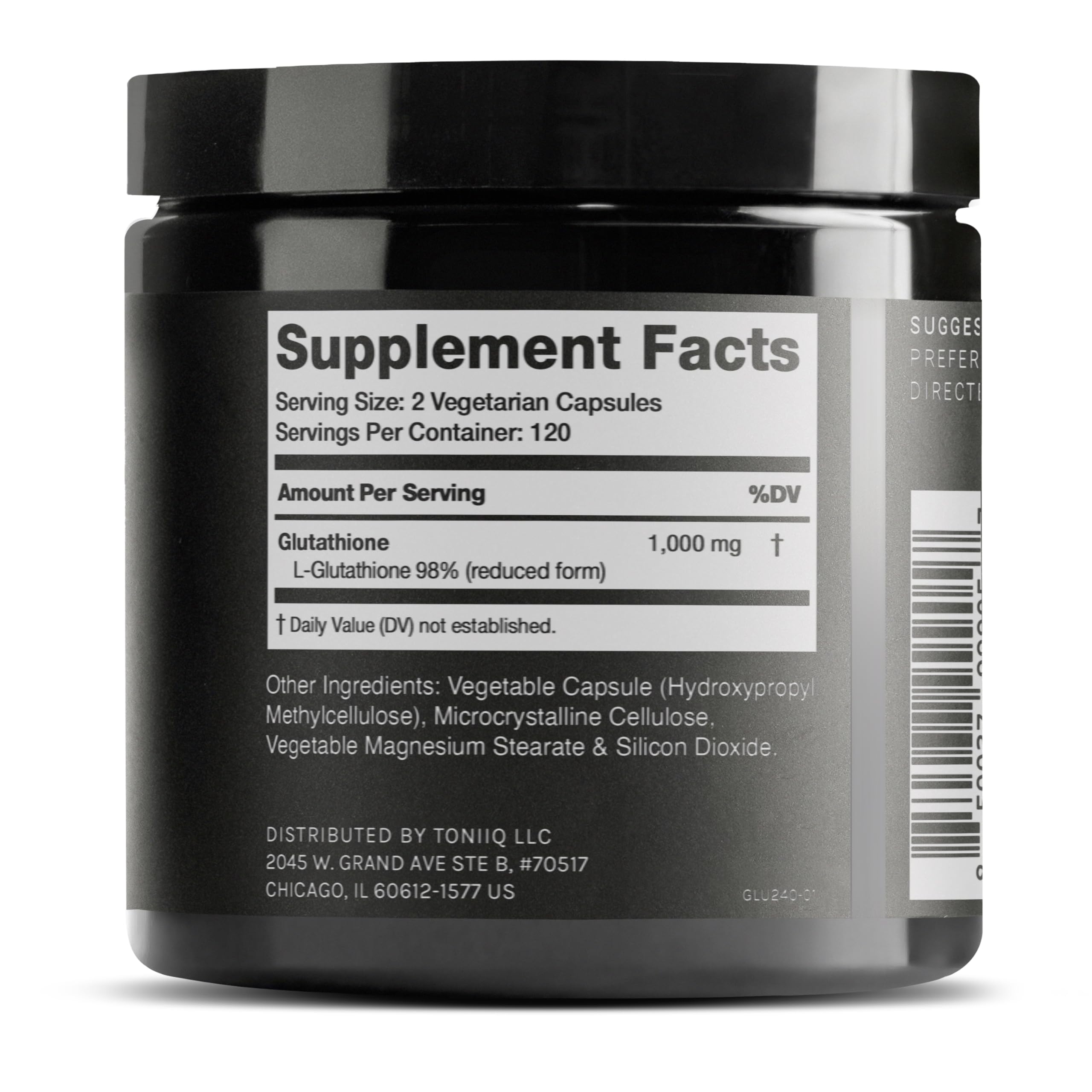 Toniiq Ultra High Strength Glutathione Capsules - 1000mg Concentrated Formula - 98%+ Highly Purified and Bioavailable - Non-GMO Fermentation - 240 Capsules Reduced Glutathione Supplement Toniiq uk supplements