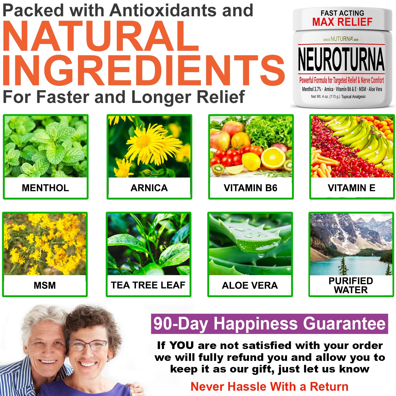 Neuropathy Nerve Cream - Fast Acting for Feet Hands Legs Toes - Ultra Strength Menthol, Arnica, Aloe Vera, MSM, Natural Soothing Nerve Comfort - Extra Large 8 oz Nuturna uk supplements