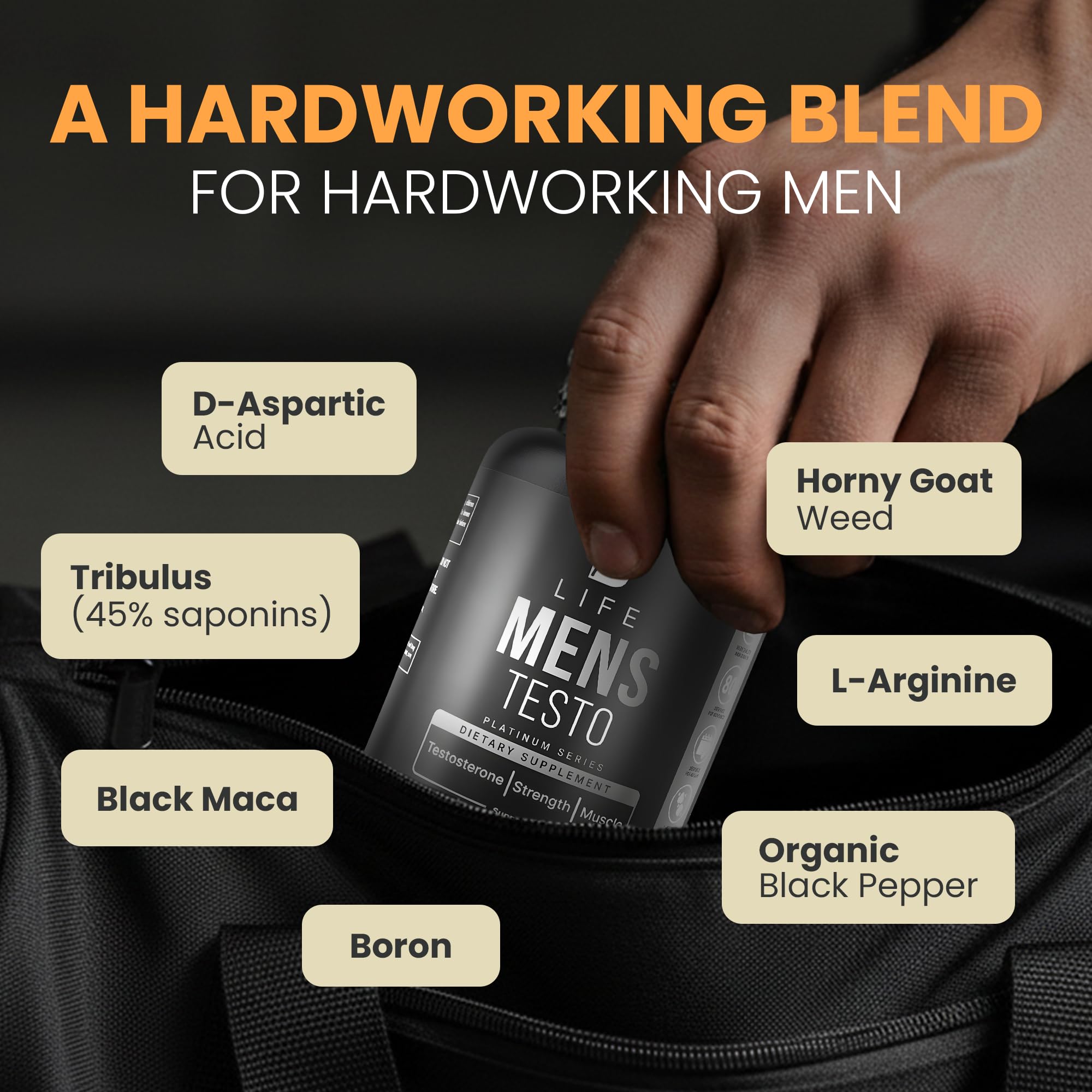 Testosterone Booster Supplement for Men | Boron supplement for men with Tribulus Terrestris, Black Maca, Horny Goat Weed, L-Arginine | Stamina, Endurance, Muscle growth & strength | 80 Servings B Life Company uk supplements