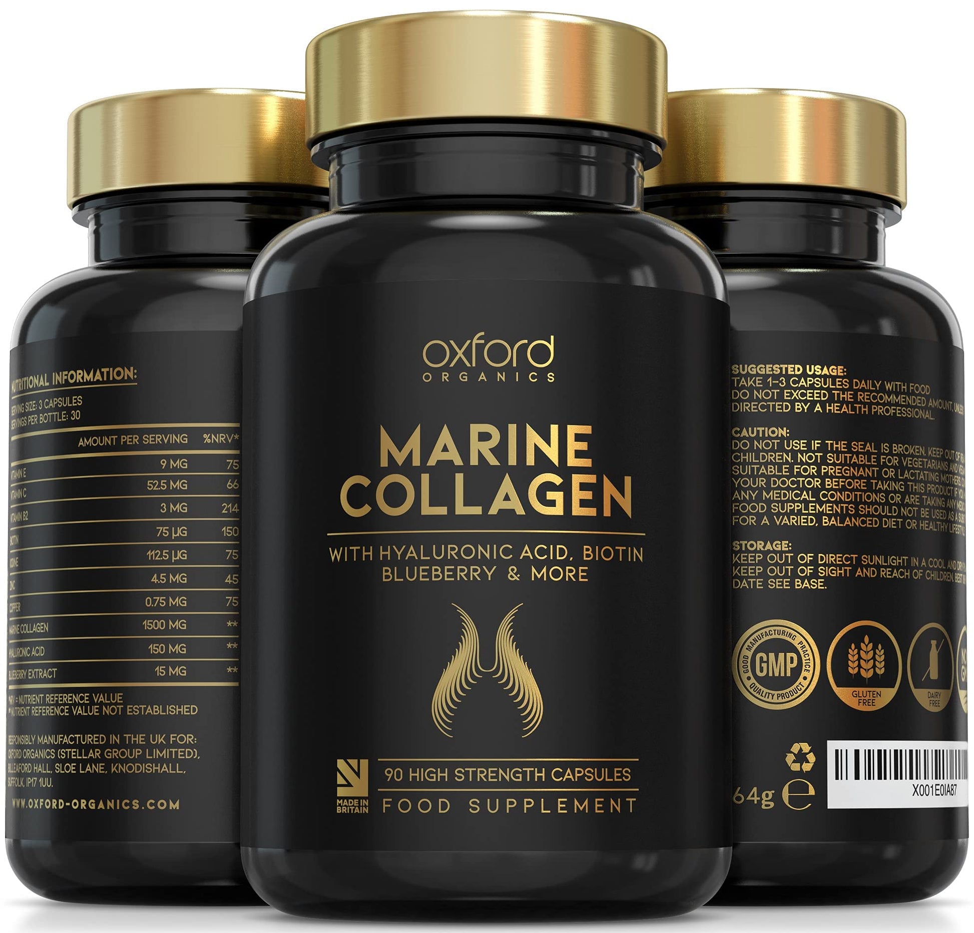 Advanced Marine Collagen Capsules | 1735mg Superfood & Vitamin Boosted Complex for Glowing Hair, Skin & Nails Oxford Organics uk supplements