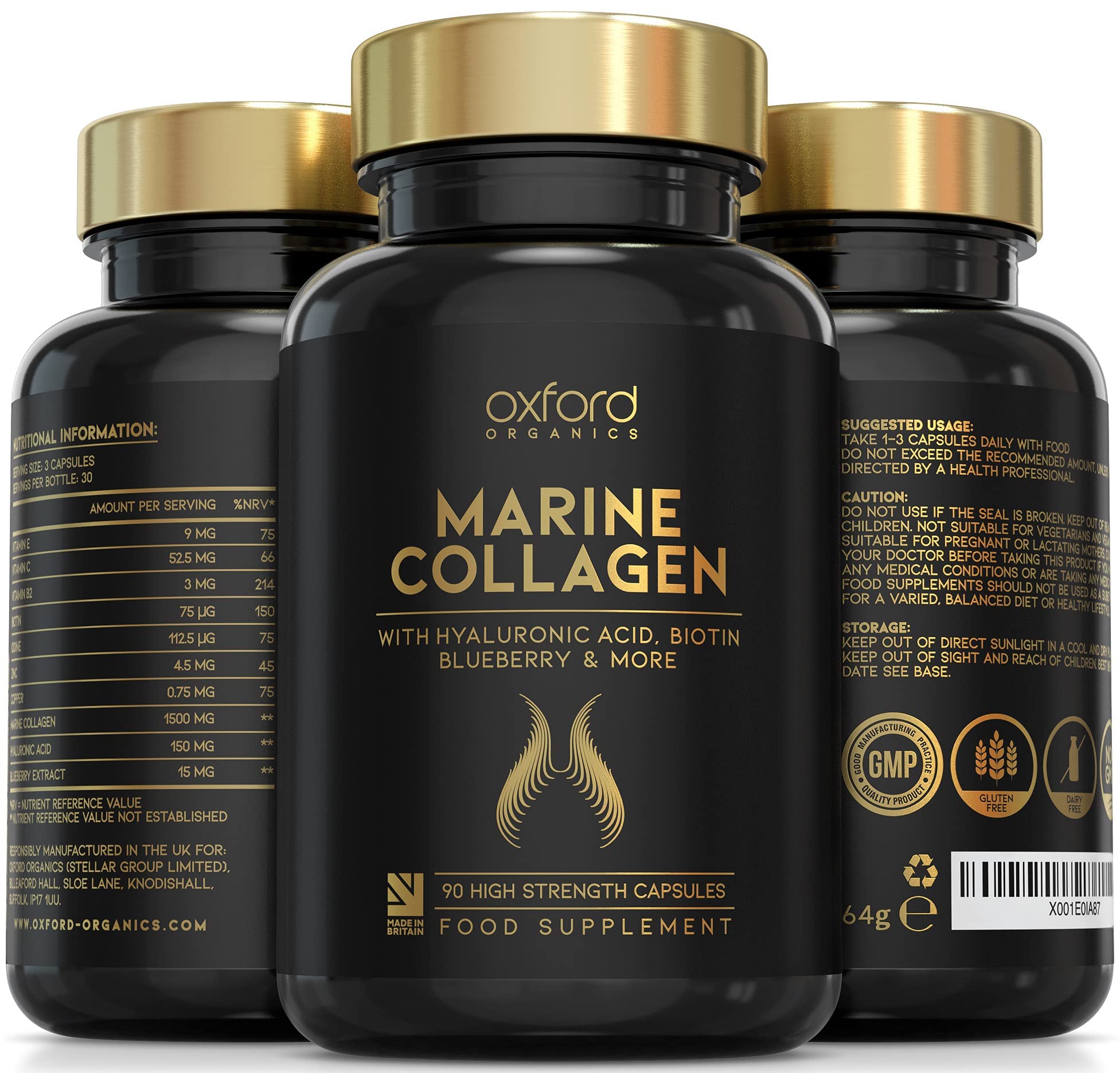 Advanced Marine Collagen Capsules | 1735mg Superfood & Vitamin Boosted Complex for Glowing Hair, Skin & Nails Oxford Organics uk supplements