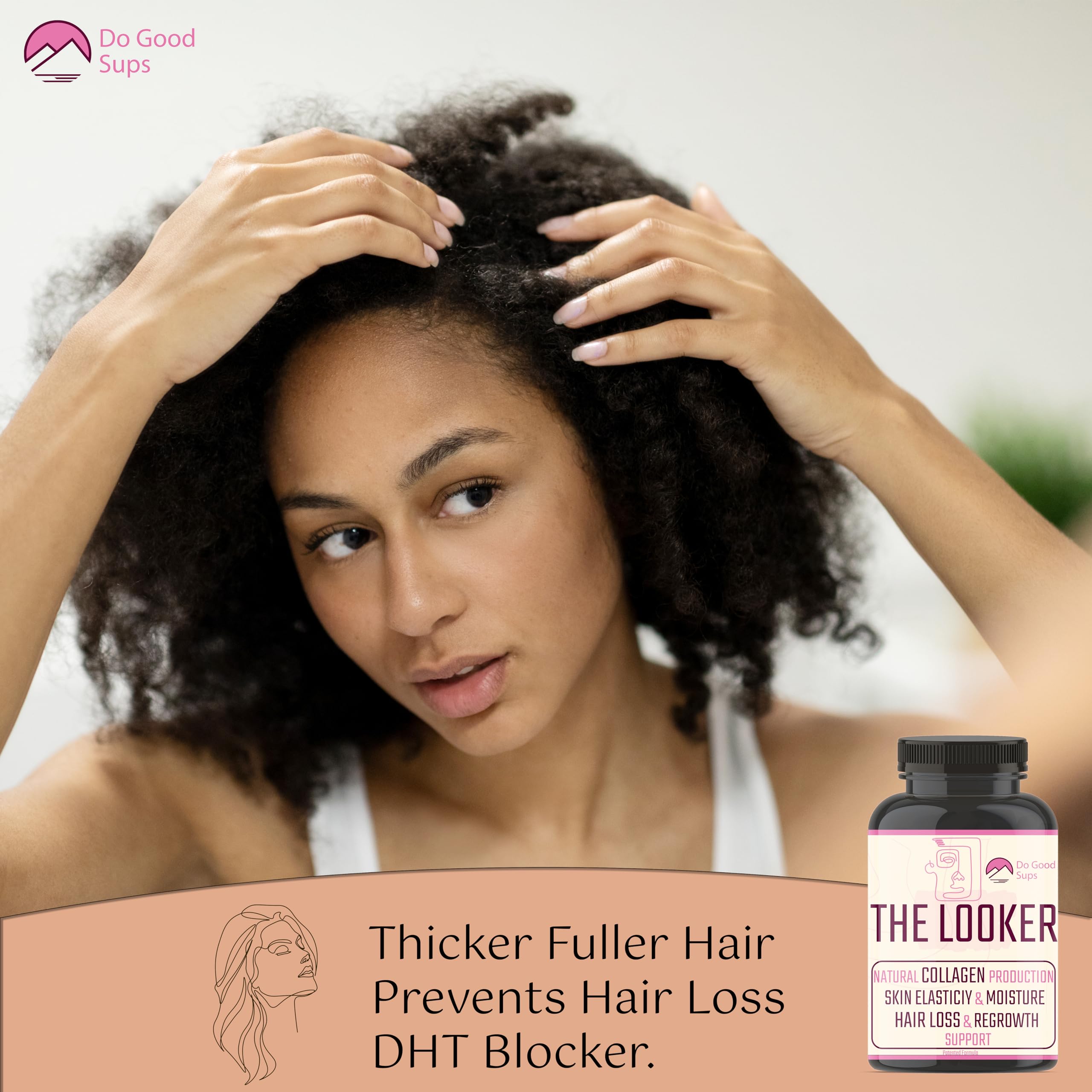 Do Good Sups The Looker 60 Caps- Skin Hair and Nails Vitamins - Natural Collagen Production - Reduces Hair Thinning - Skin Elasticity - Skin Moisture - Plant Sterols Bromelain Zinc Vitamin E Selenium Do Good Sups uk supplements