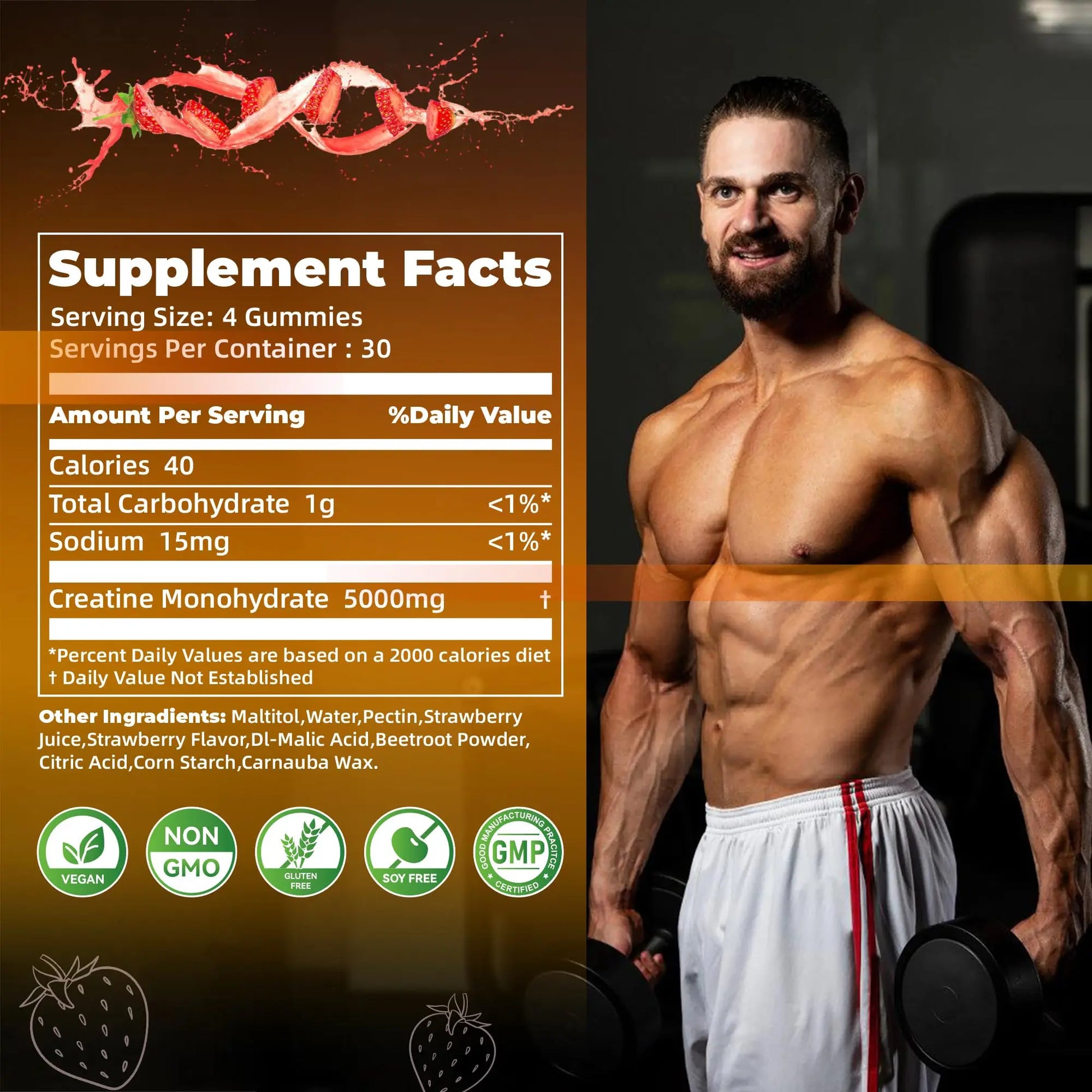 Nutravita NSF Certified Creatine Gummy - Creatine Monohydrate Gummies for Men & Women-5g of Creatine Monohydrate per Serving - Sugar Free, Nutravita uk supplements