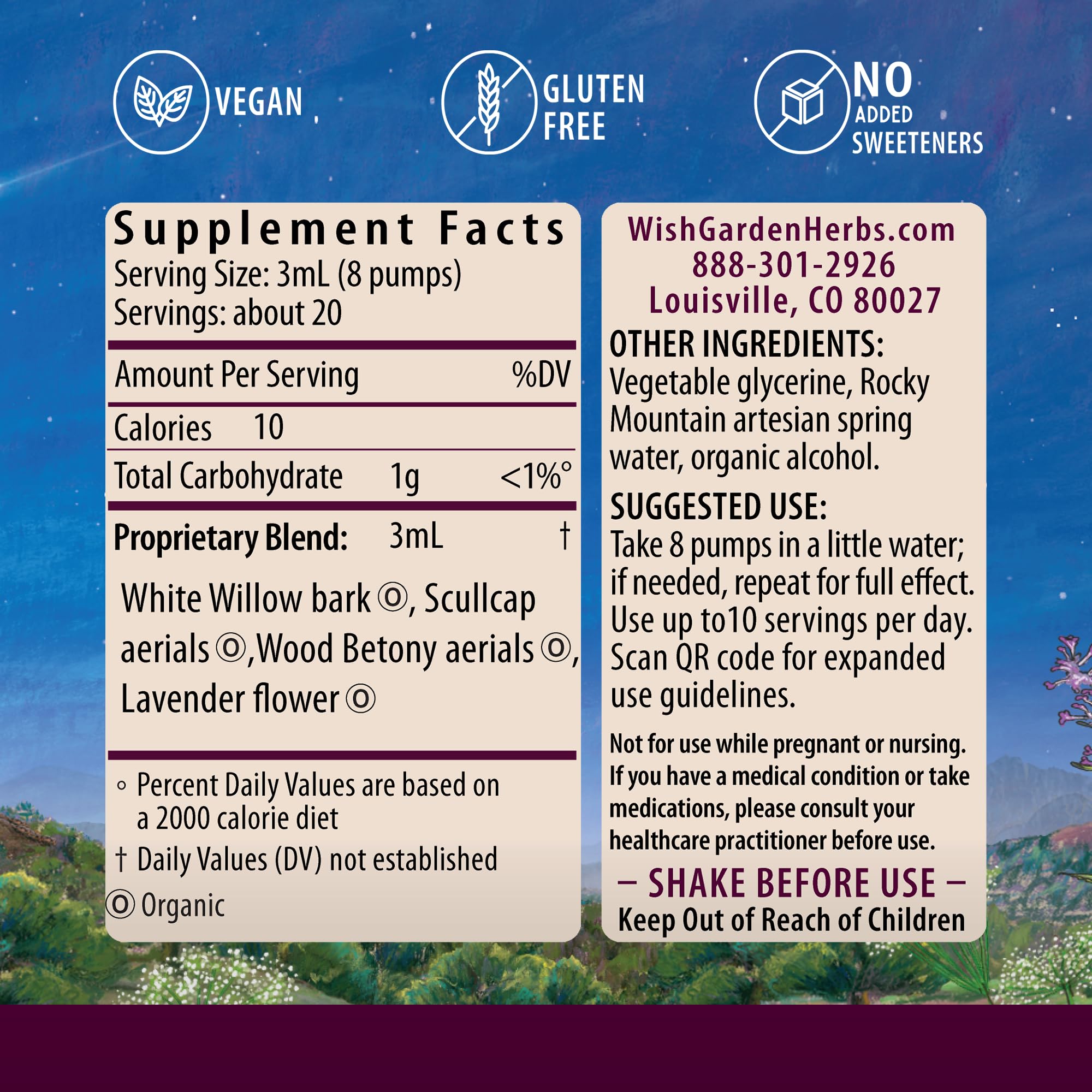 WishGarden Herbs Cranial Comfort - Plant-Based Herbal Supplement with White Willow Bark Extract, Lavender & Scullcap Supports Release of Head, Neck & Shoulders Tension, Stress & Muscle Tension, 4oz WishGarden uk supplements