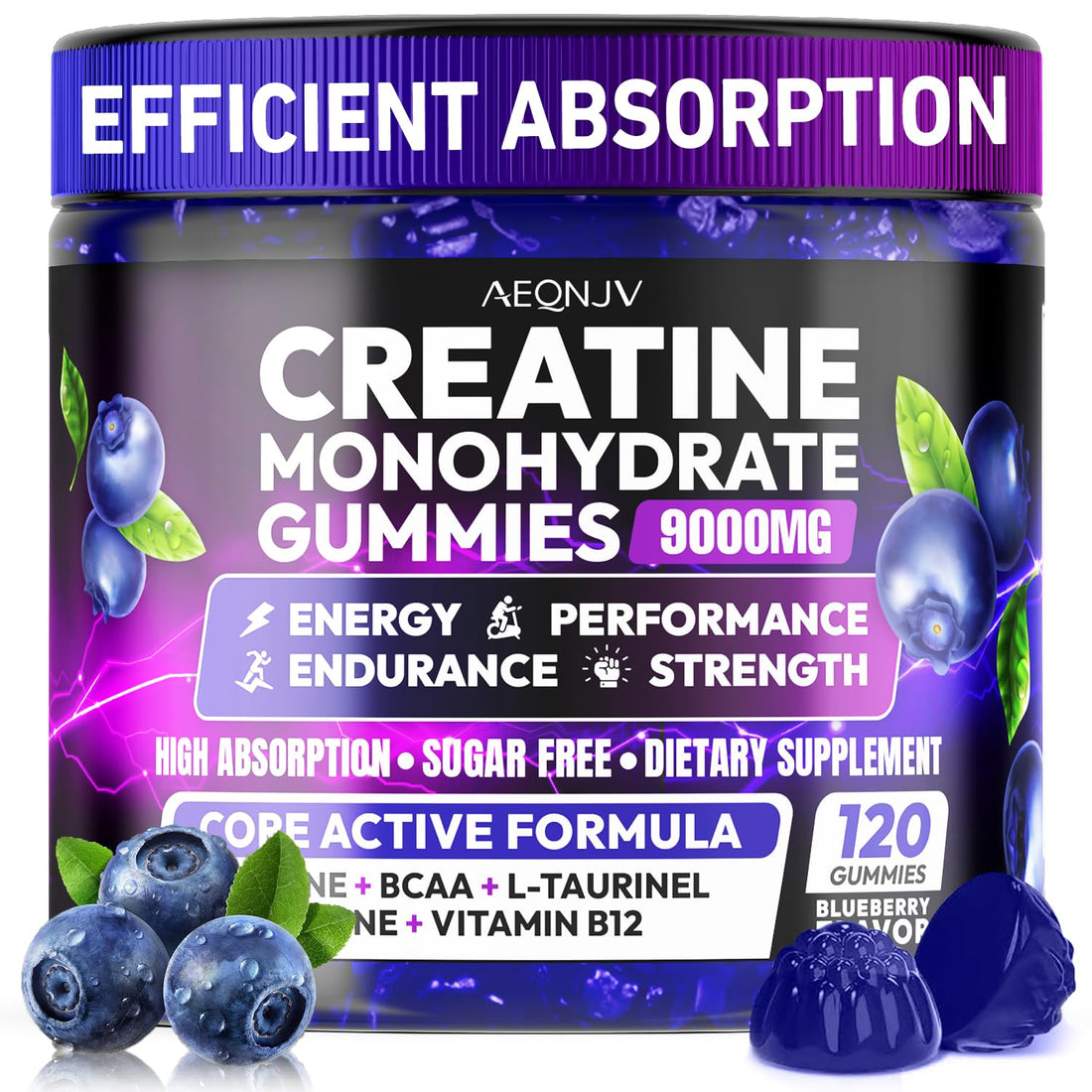 AEQNJV Creatine Gummies Monohydrate Complex for Men & Women, 9000MG Creatine Pre-Workout Supplement Enhance Muscle Strength Recovery Cognitive Health & Memory, 120 Gummies Sugar Free Vegan Non-GMO AEQNJV uk supplements