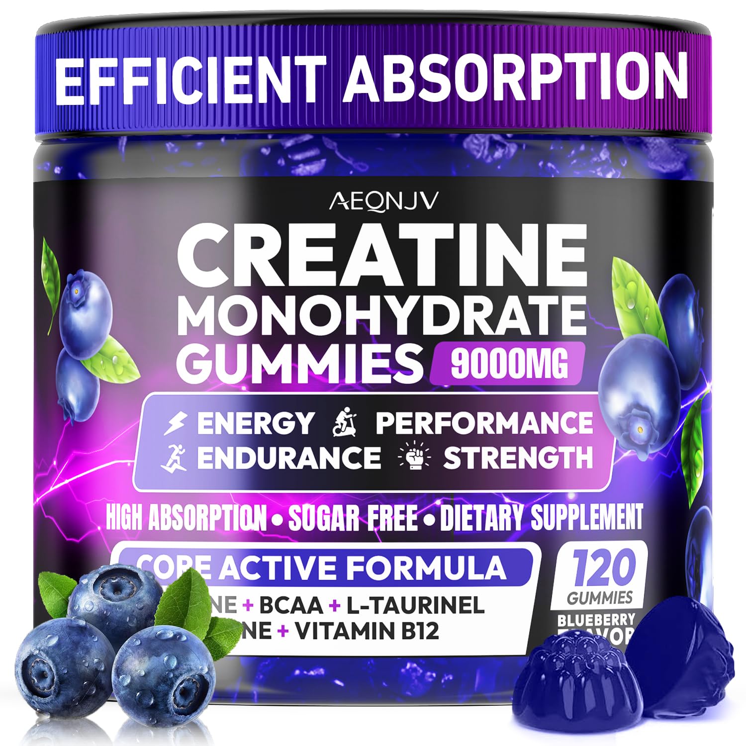 AEQNJV Creatine Gummies Monohydrate Complex for Men & Women, 9000MG Creatine Pre-Workout Supplement Enhance Muscle Strength Recovery Cognitive Health & Memory, 120 Gummies Sugar Free Vegan Non-GMO AEQNJV uk supplements