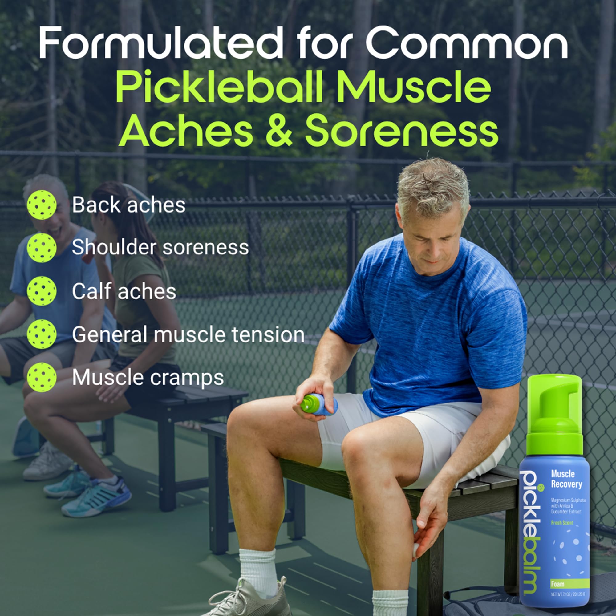 PickleBalm Pickleball Post-Game Foam Muscle Cramp Relief and Relaxer with Magnesium Sulphate, Arnica & Cucumber Extract for Pain and Leg Cramps, Sore Muscle Relief, 7.1oz Bottle PickleBalm uk supplements