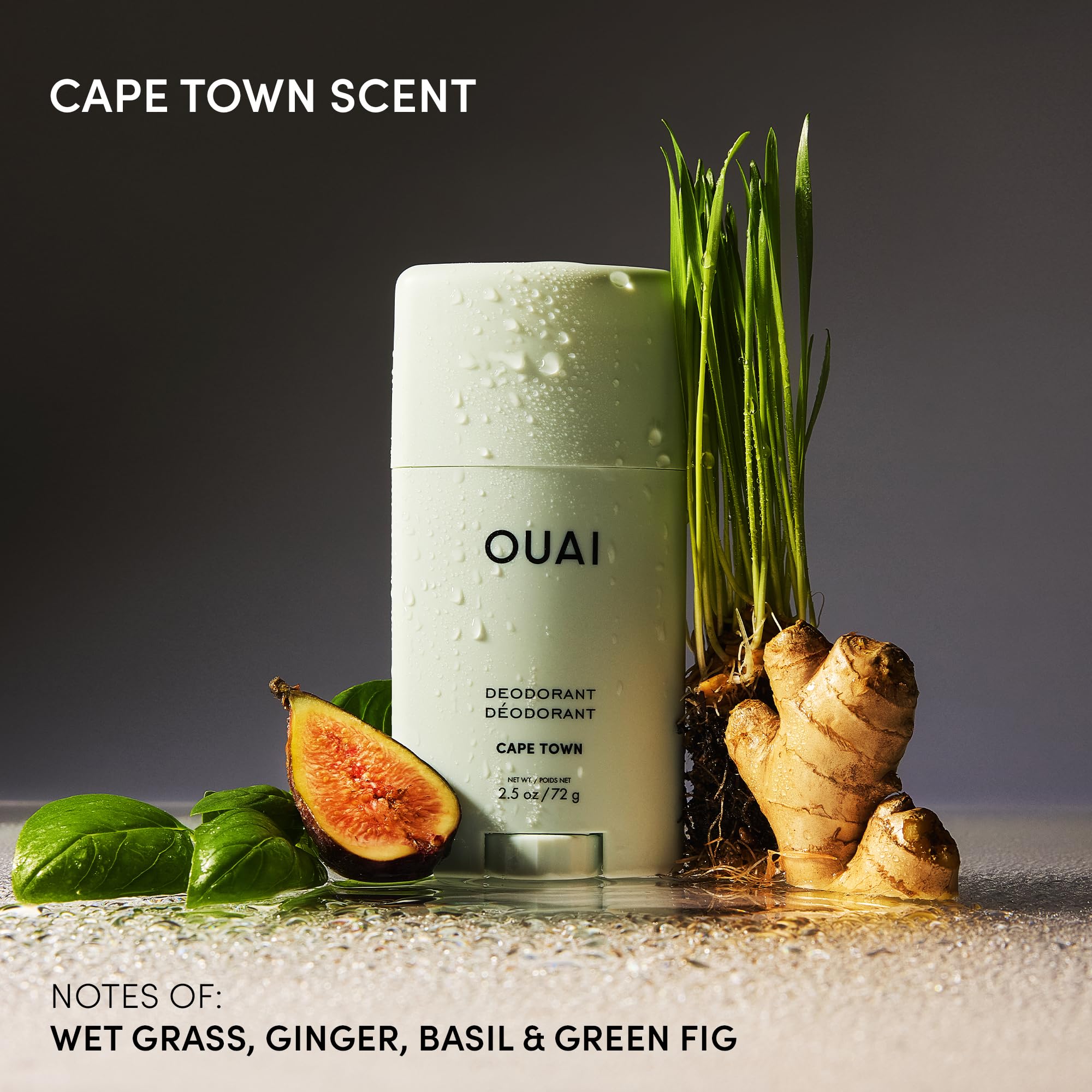 OUAI Aluminum Free Deodorant - Women's Deodorant with 24-Hour Odor Control & Invisible Application - Enriched with Notes of Wet Grass, Ginger, Basil & Green Fig - Cape Town (2.5 oz) OUAI uk supplements