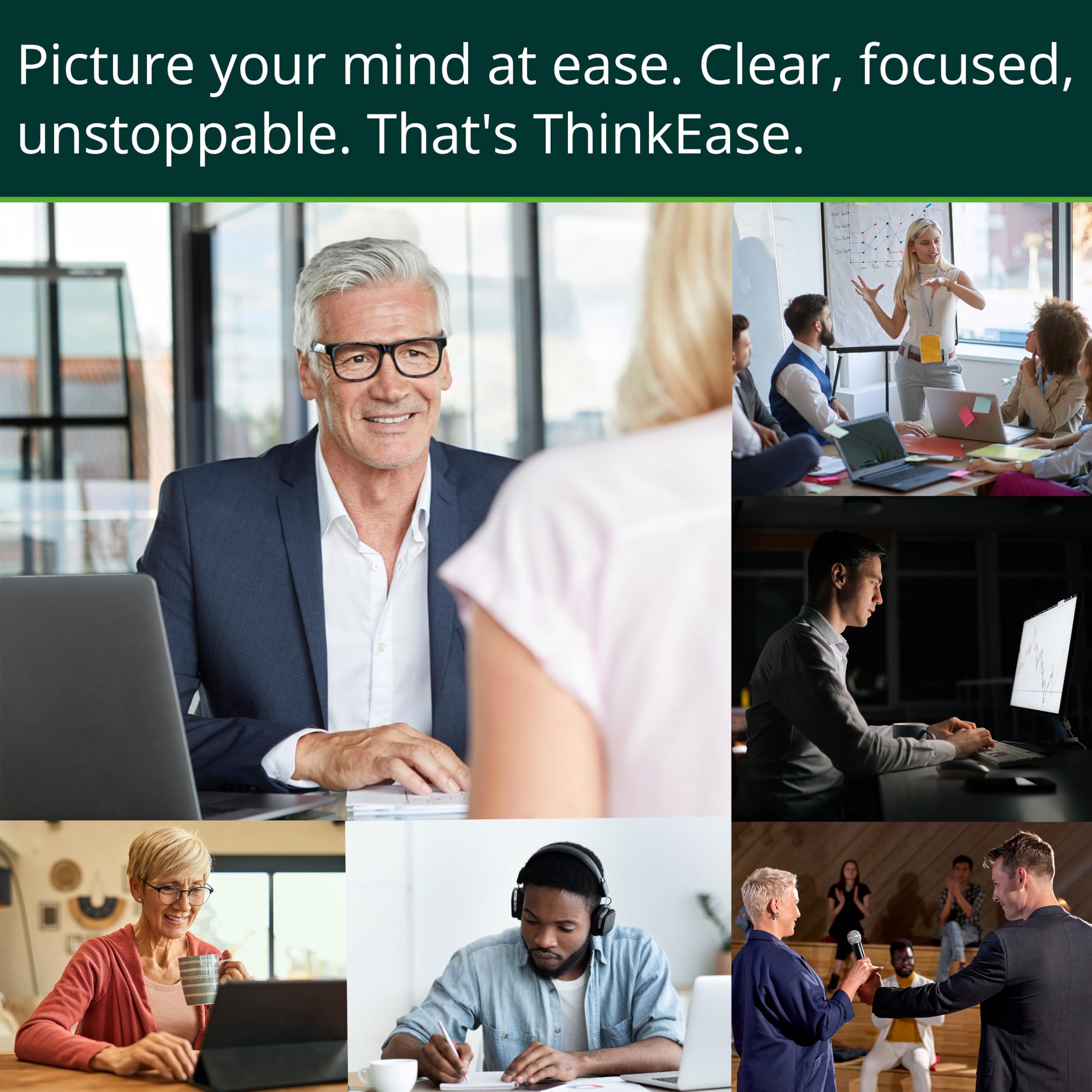 ThinkEase Brain Supplement (120 Capsules) | Memory, Mental Clarity, Focus, Cognitive Performance | Nootropic Supplement with L-Theanine, Acetyl L-Carnitine, Phosphatidylserine, Lion's Mane & More ThinkEase uk supplements