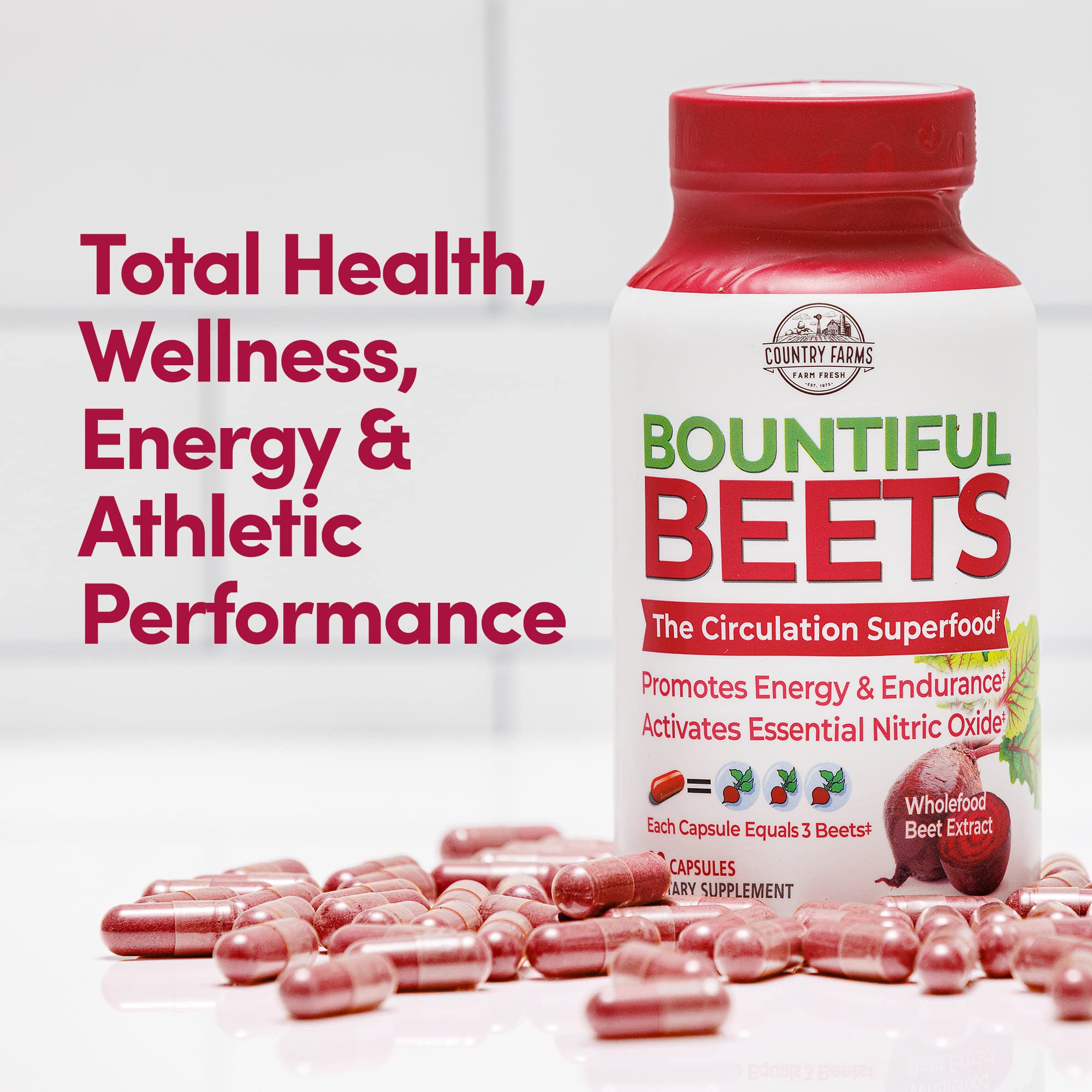 COUNTRY FARMS Bountiful Beets Root Capsules, Wholefood Beet Extract Superfood COUNTRY FARMS uk supplements