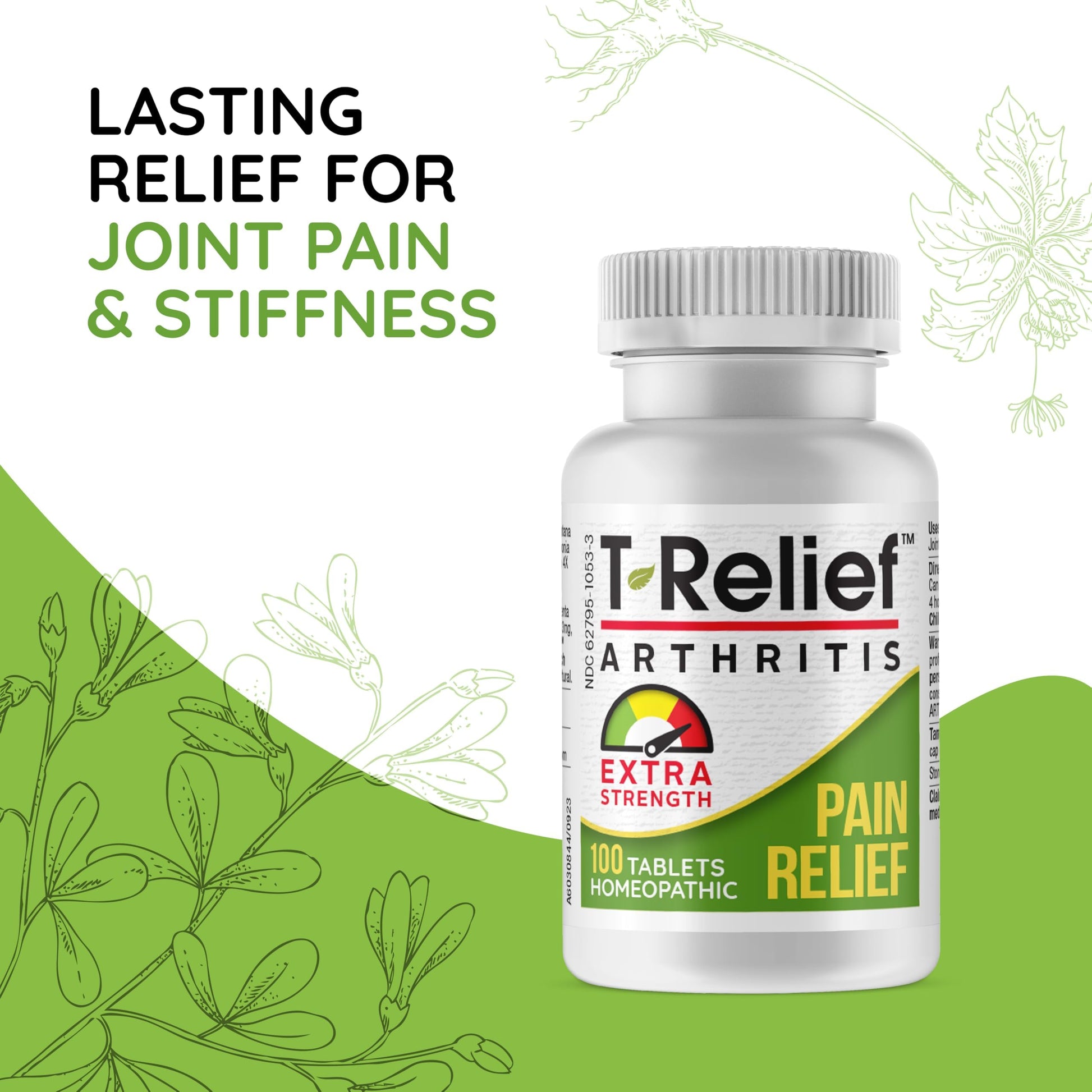 T-Relief Extra Strength Arthritis Pain Reliever Arnica +12 Natural Medicines for Joint Soreness Stiffness Aches, Quick Dissolving Pain Relief for Women & Men - 100 Tablets MediNatura uk supplements