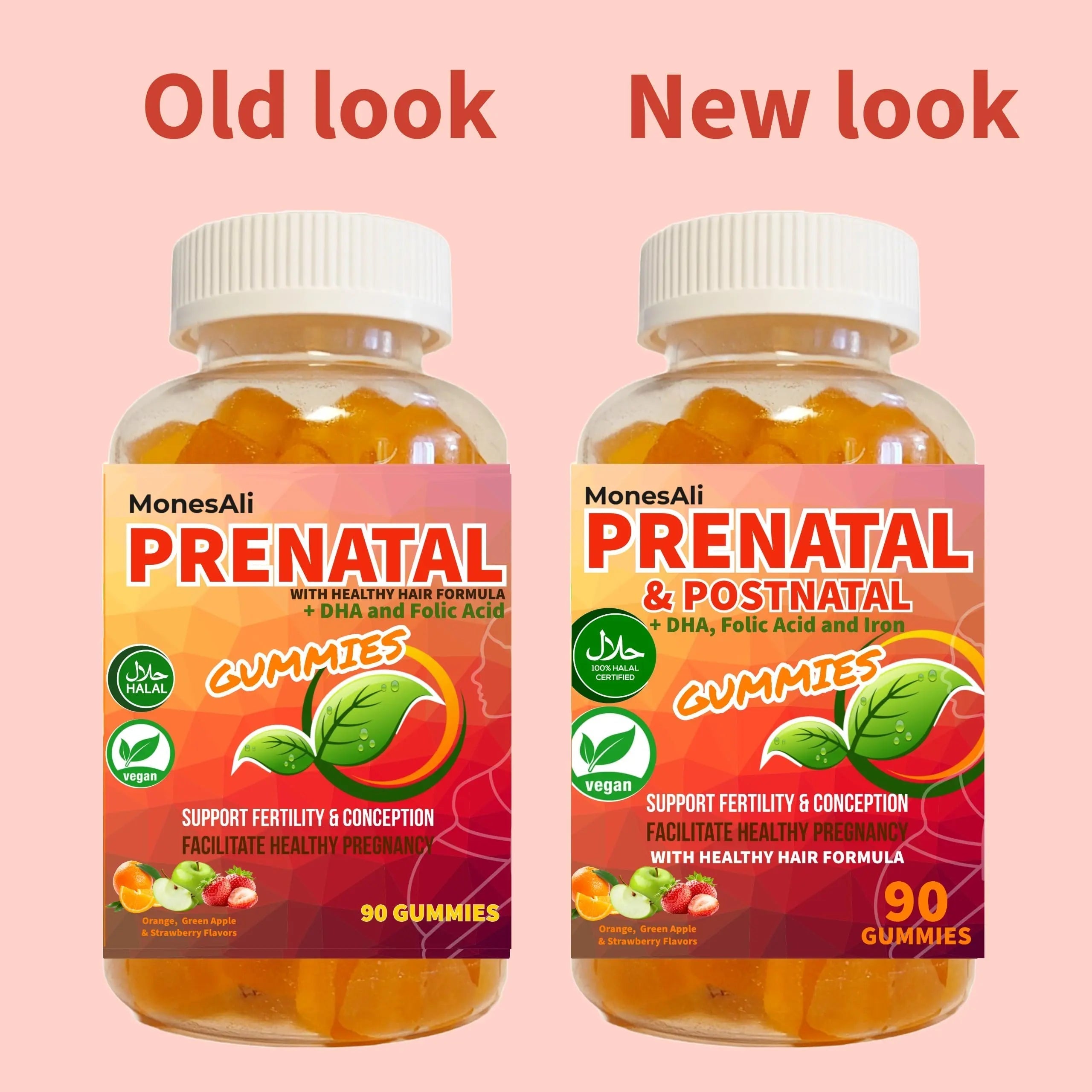 MonesAli Prenatal Gummies for Women Vitamins| & Postnatal | Vegan, Halal, Gelatin Free | with Folate, Iron & Biotin | MonesAli uk supplements