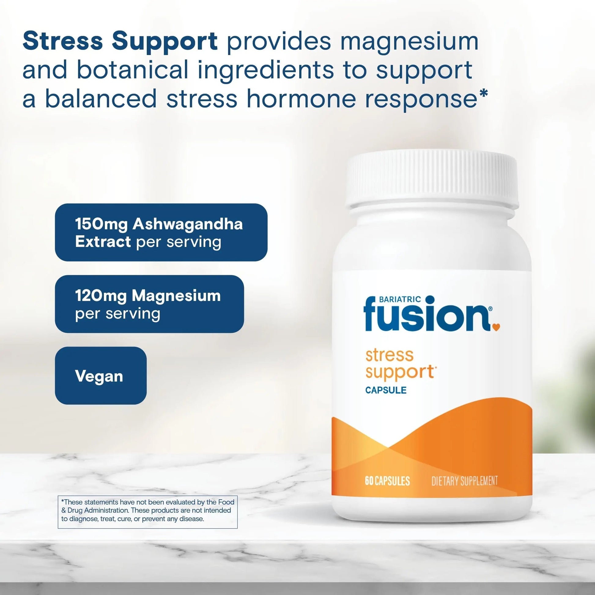 Bariatric Fusion Stress Support* | Vegan Supplement with Magnesium and Ashwagandha | Daily Vitamin for Women and Men | Bariatric Fusion uk supplements