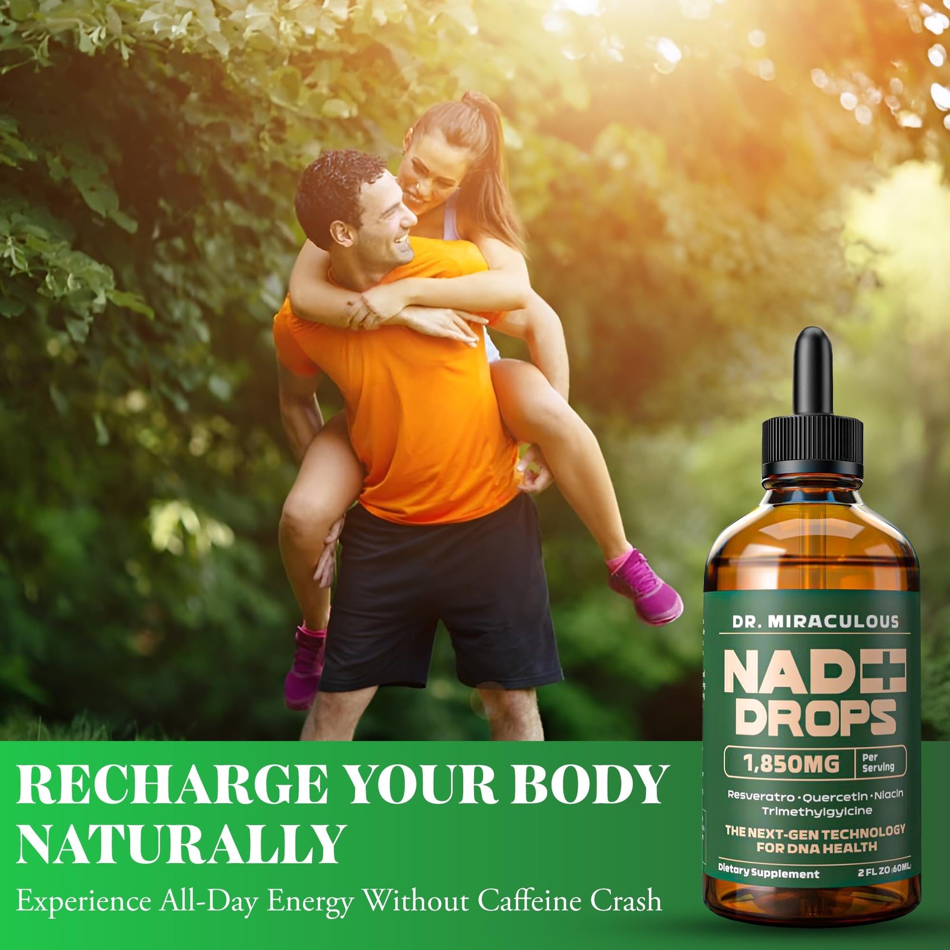 Dr. Miraculous Pure NAD+ Supplements 1850mg Liquid Drops for Women & Man | Nicotinamide Riboside Organic NAD Plus Boosting Supplement - Natural Lemon Flavor Dr. Miraculous uk supplements